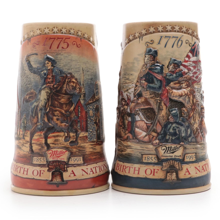 Miller Brewing Co. "Birth of a Nation" Ceramic Beer Steins