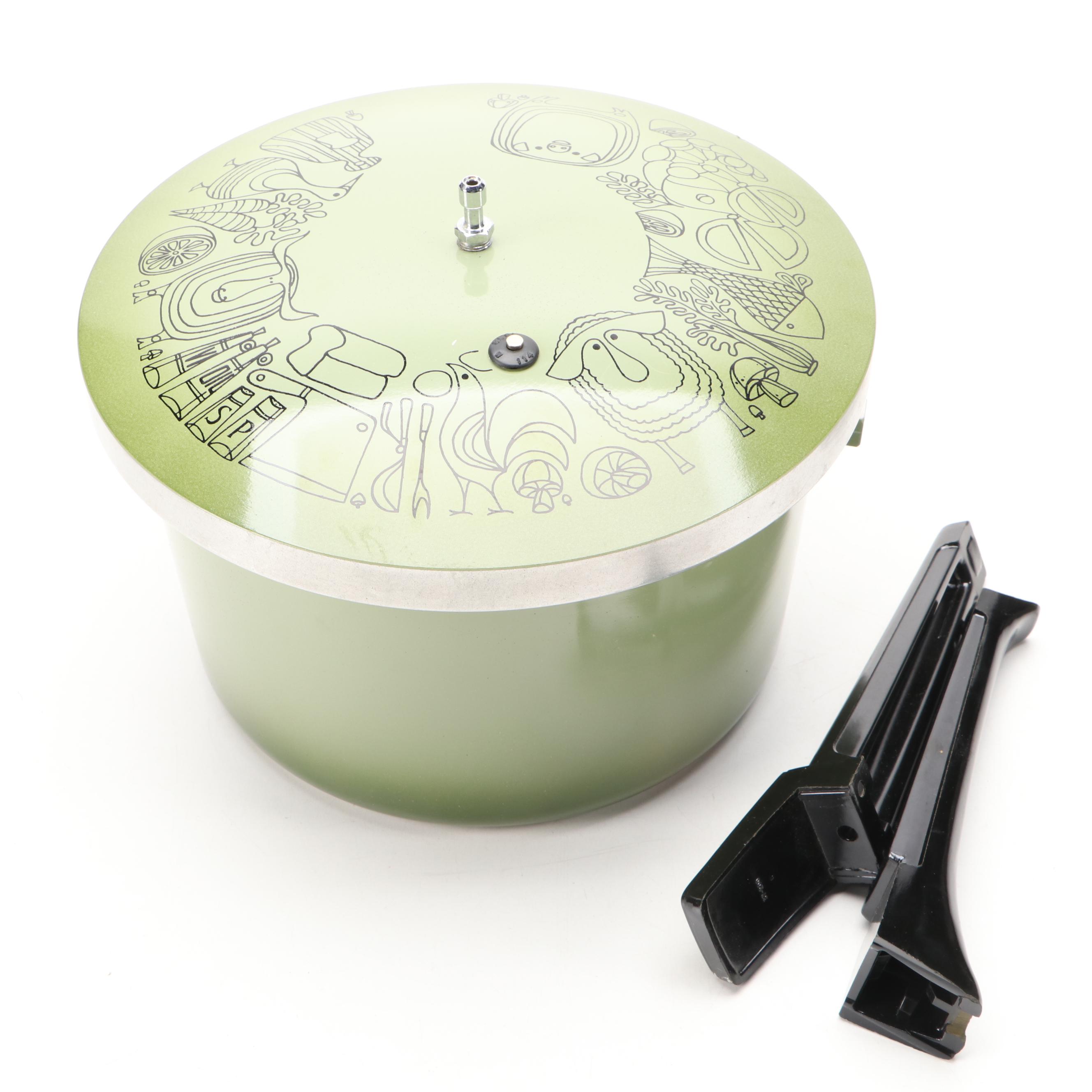 Hall Pottery Forest Green Ball Pitchers with Presto Aluminum Pressure Cooker