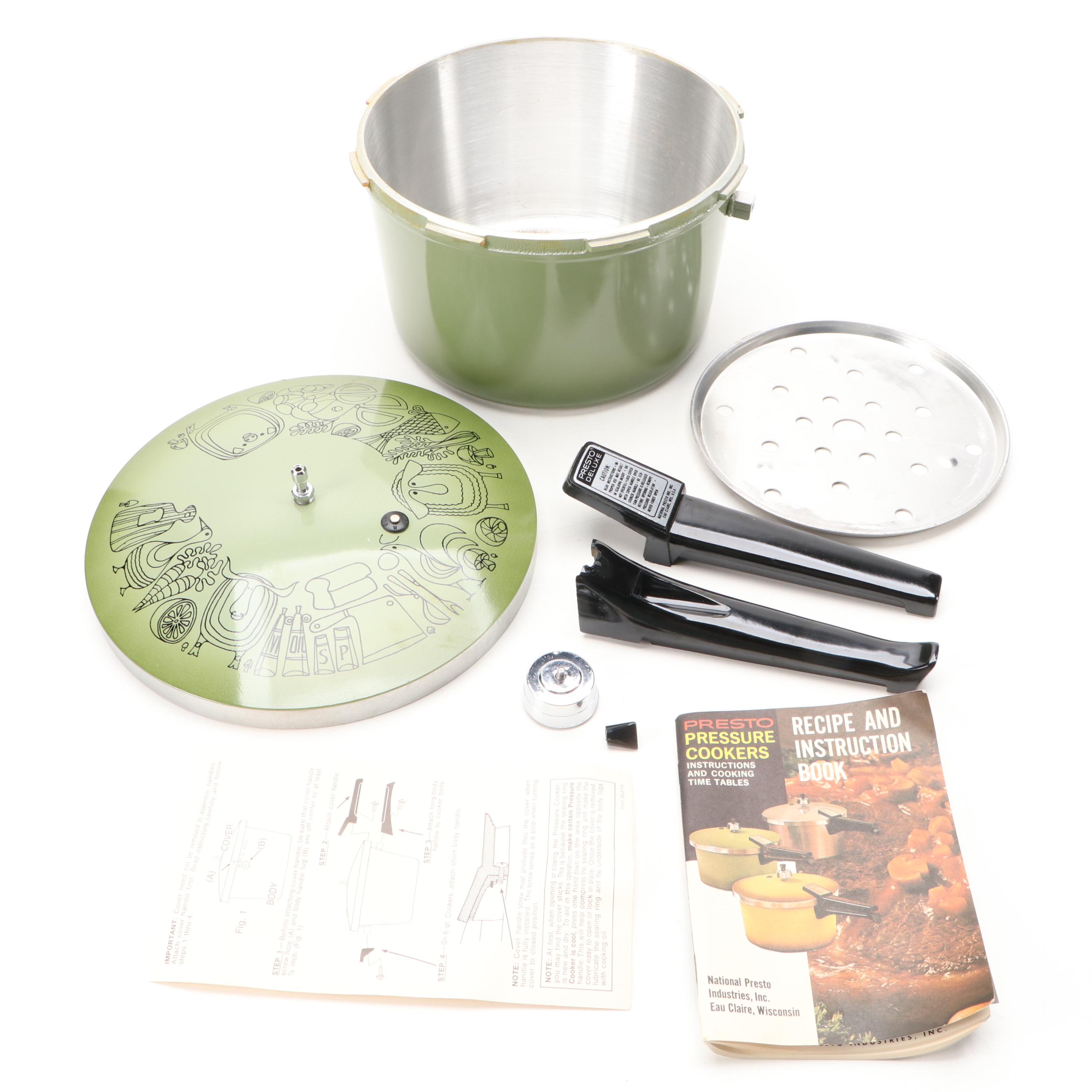 Hall Pottery Forest Green Ball Pitchers with Presto Aluminum Pressure Cooker