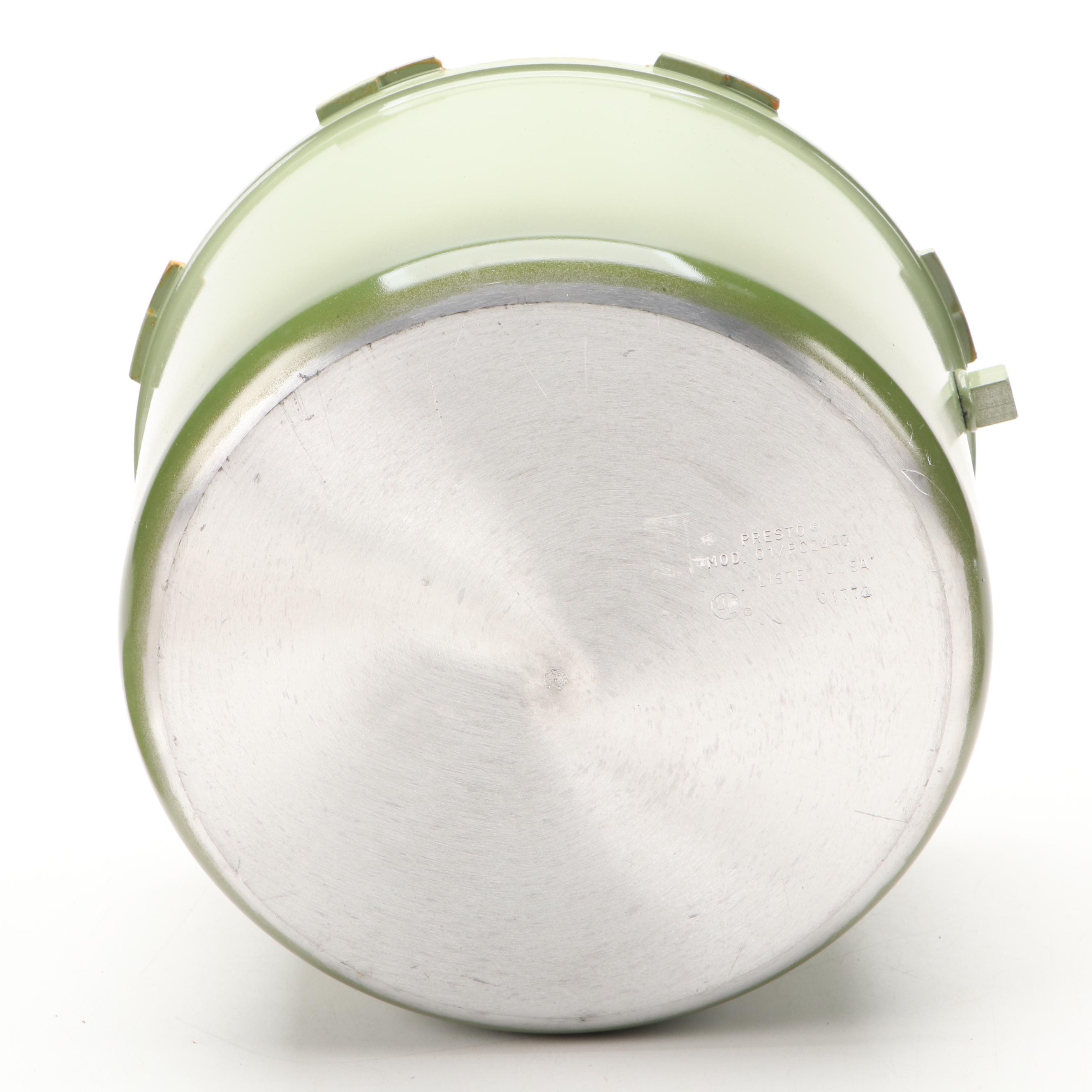 Hall Pottery Forest Green Ball Pitchers with Presto Aluminum Pressure Cooker