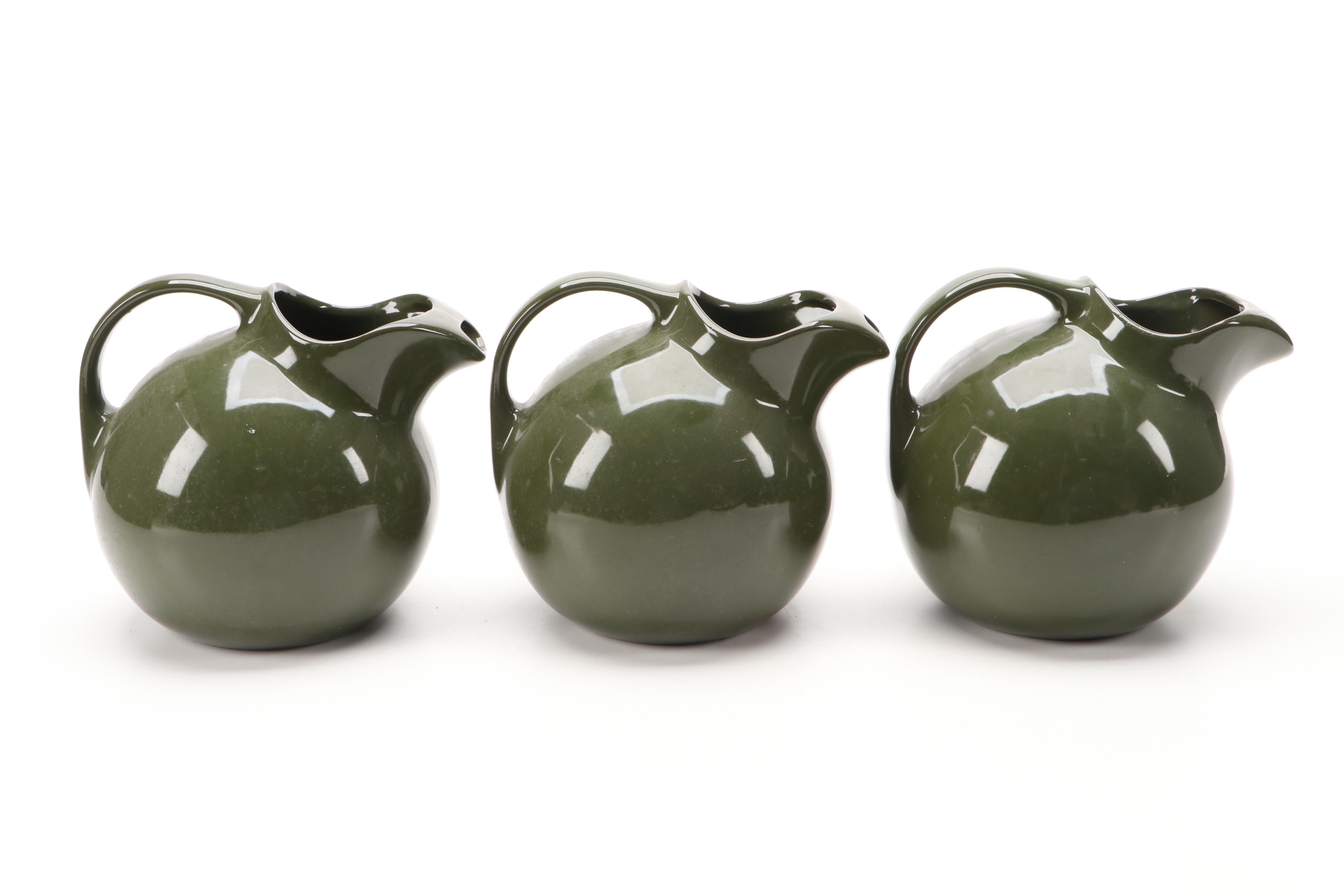 Hall Pottery Forest Green Ball Pitchers with Presto Aluminum Pressure Cooker