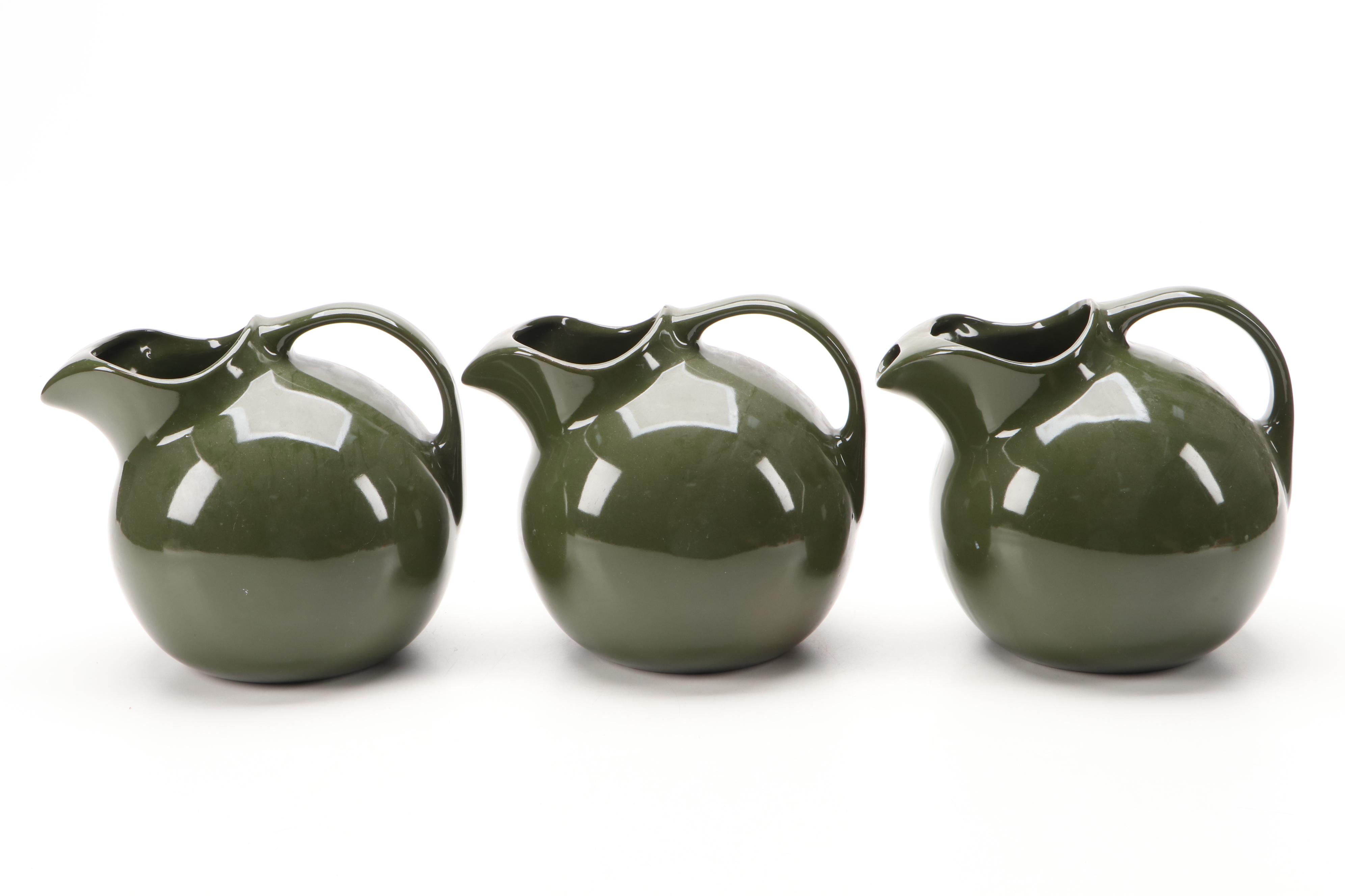 Hall Pottery Forest Green Ball Pitchers with Presto Aluminum Pressure Cooker