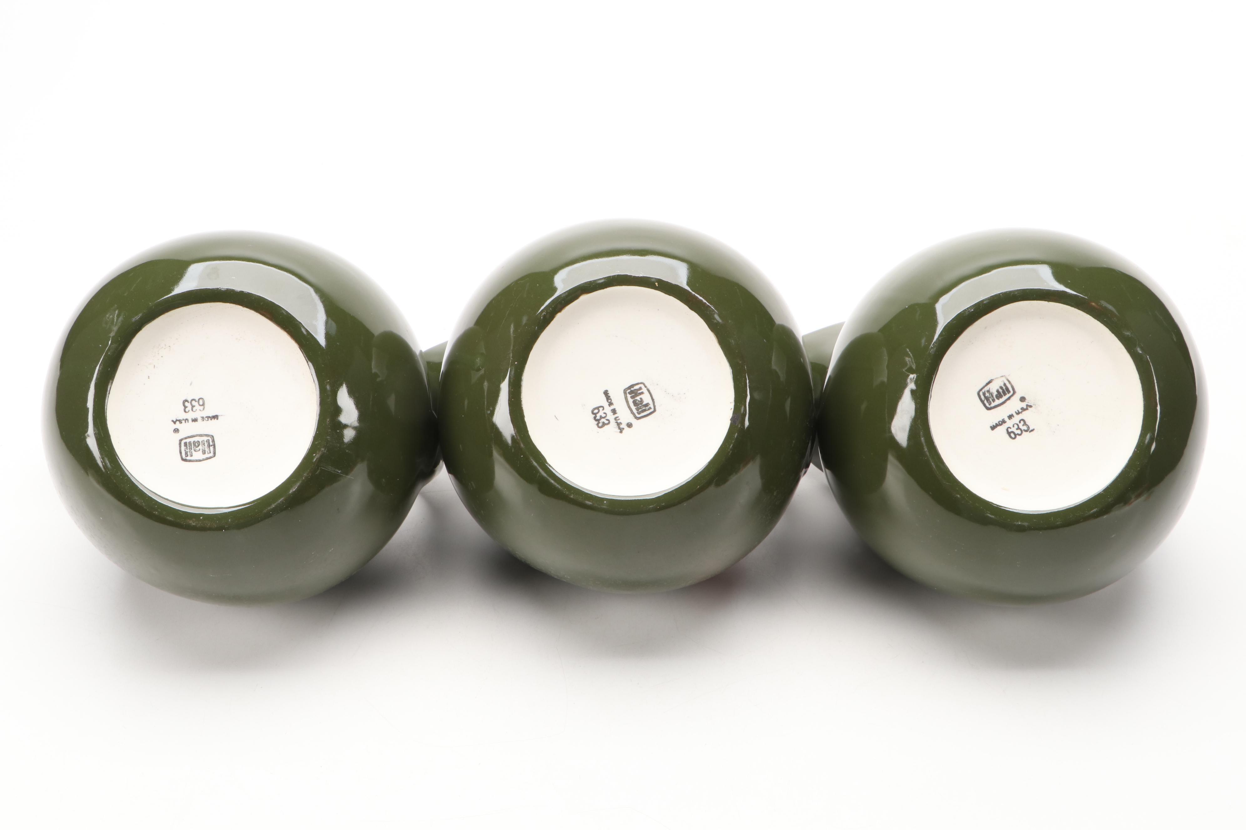 Hall Pottery Forest Green Ball Pitchers with Presto Aluminum Pressure Cooker