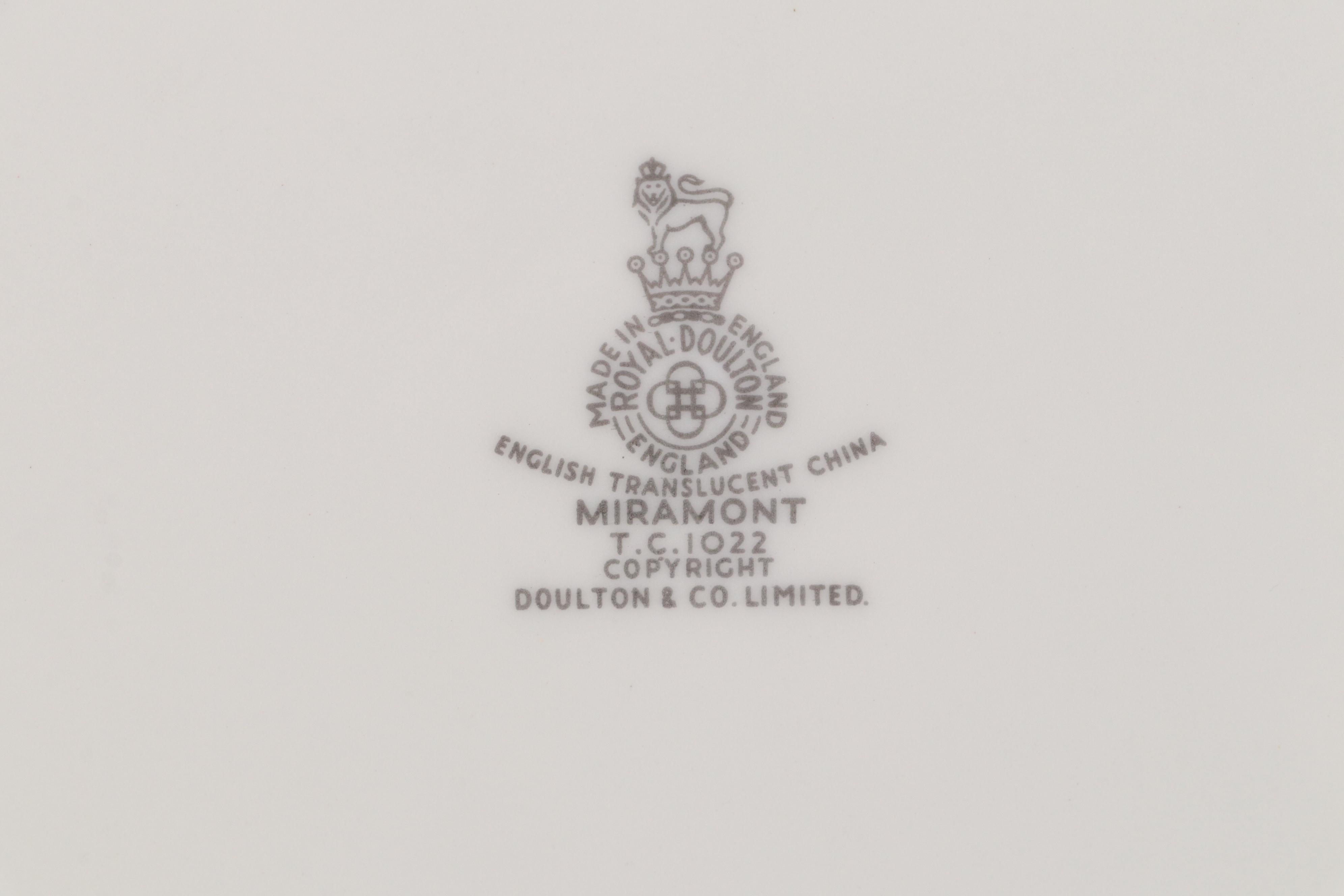 Royal Doulton "Miramont" Bone China Dinnerware and Serveware, 1965-1983