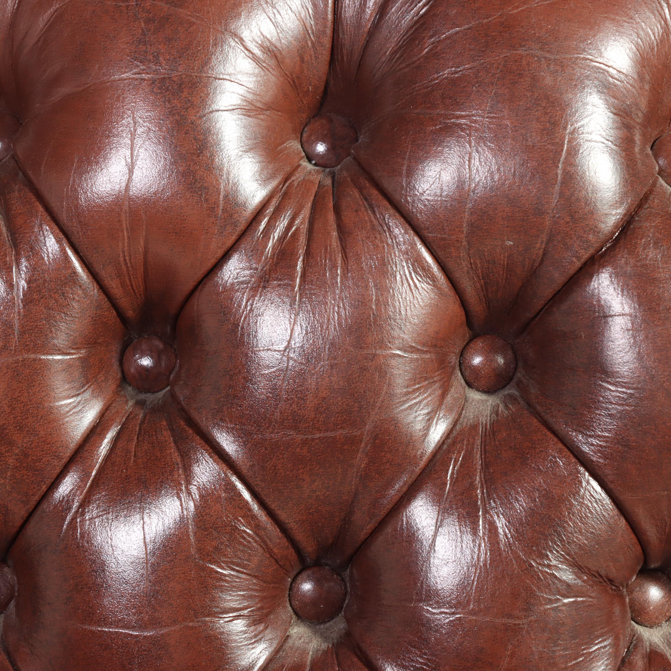 Hancock & Moore Mahogany & Buttoned-Down Leather Swivel-Tilt Wingback Desk Chair