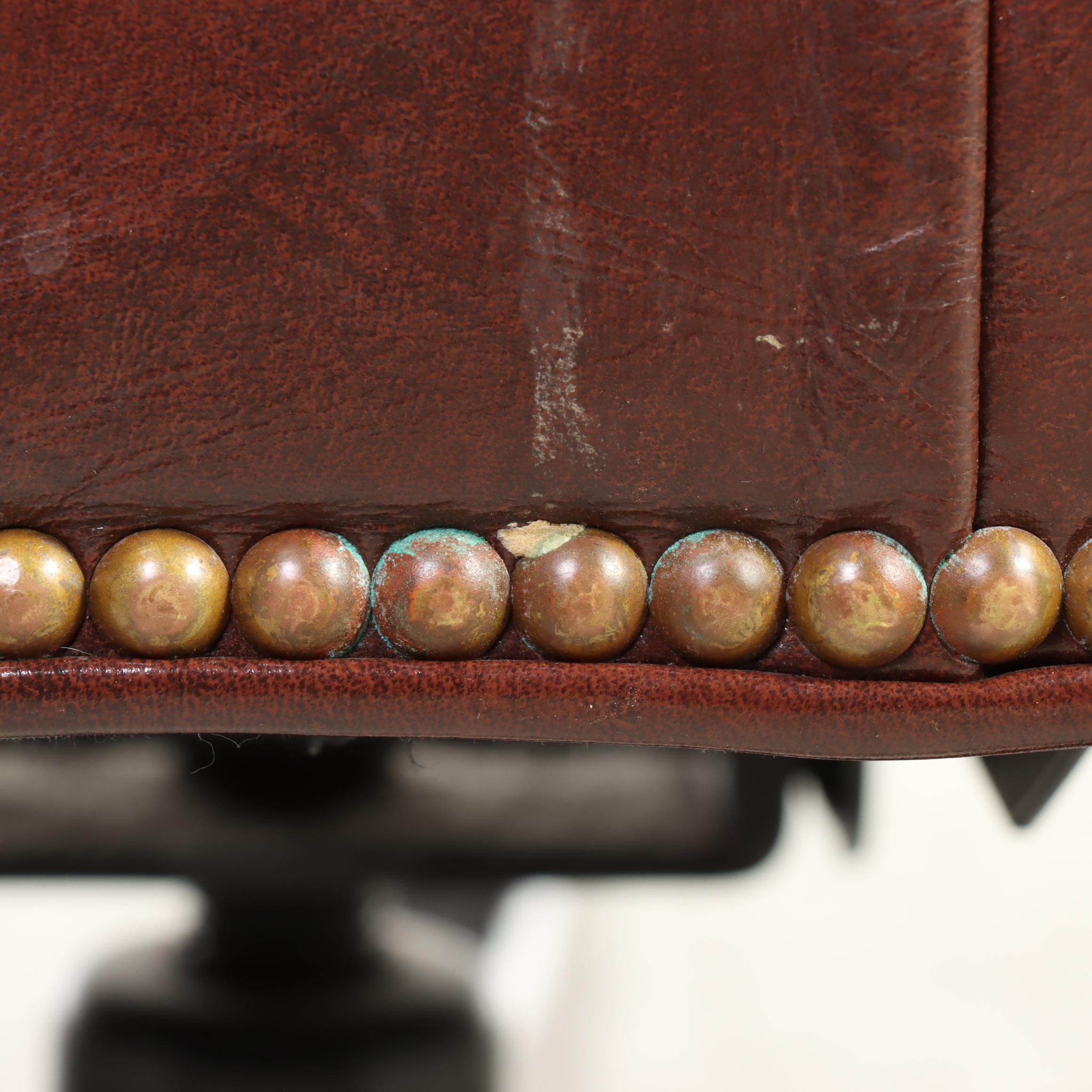 Hancock & Moore Mahogany & Buttoned-Down Leather Swivel-Tilt Wingback Desk Chair