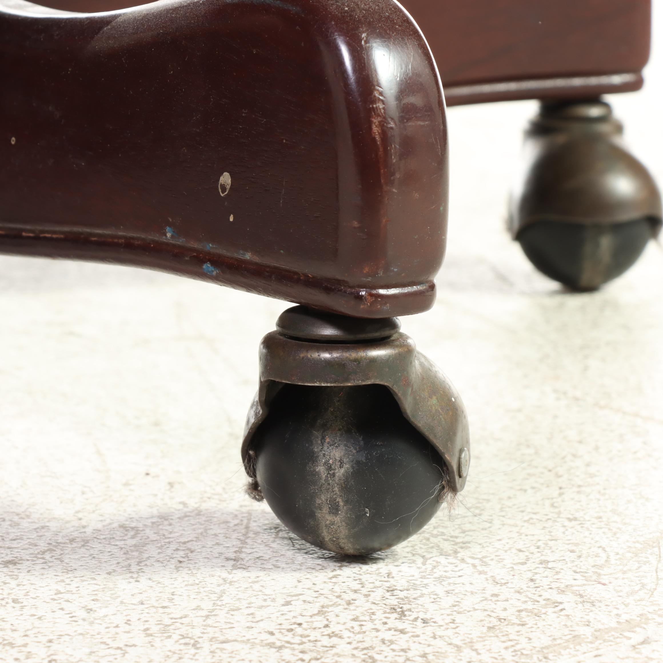 Hancock & Moore Mahogany & Buttoned-Down Leather Swivel-Tilt Wingback Desk Chair