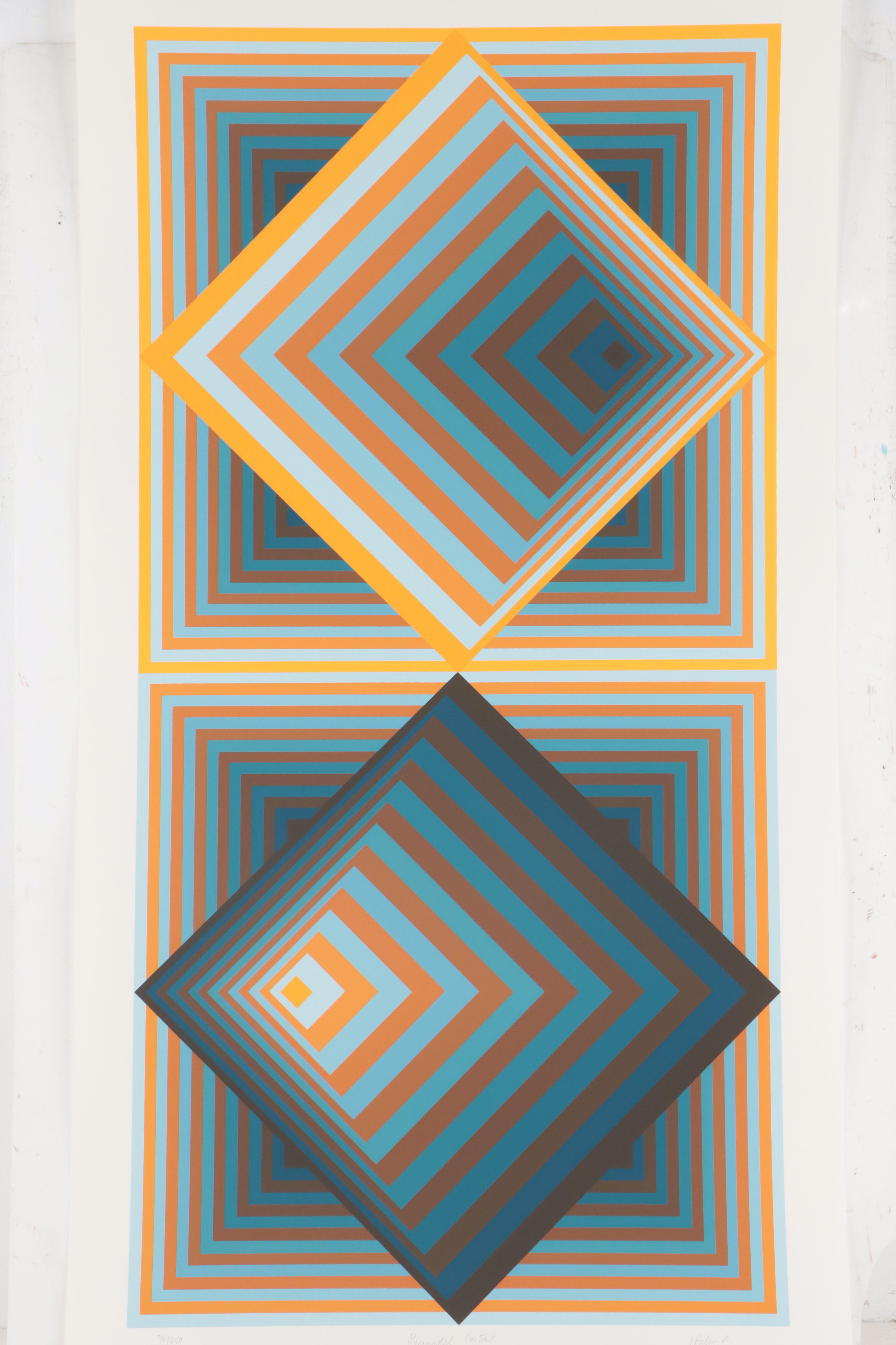 Jurgen Peters Op Art Serigraph "Pyramidal Contrast," 1981