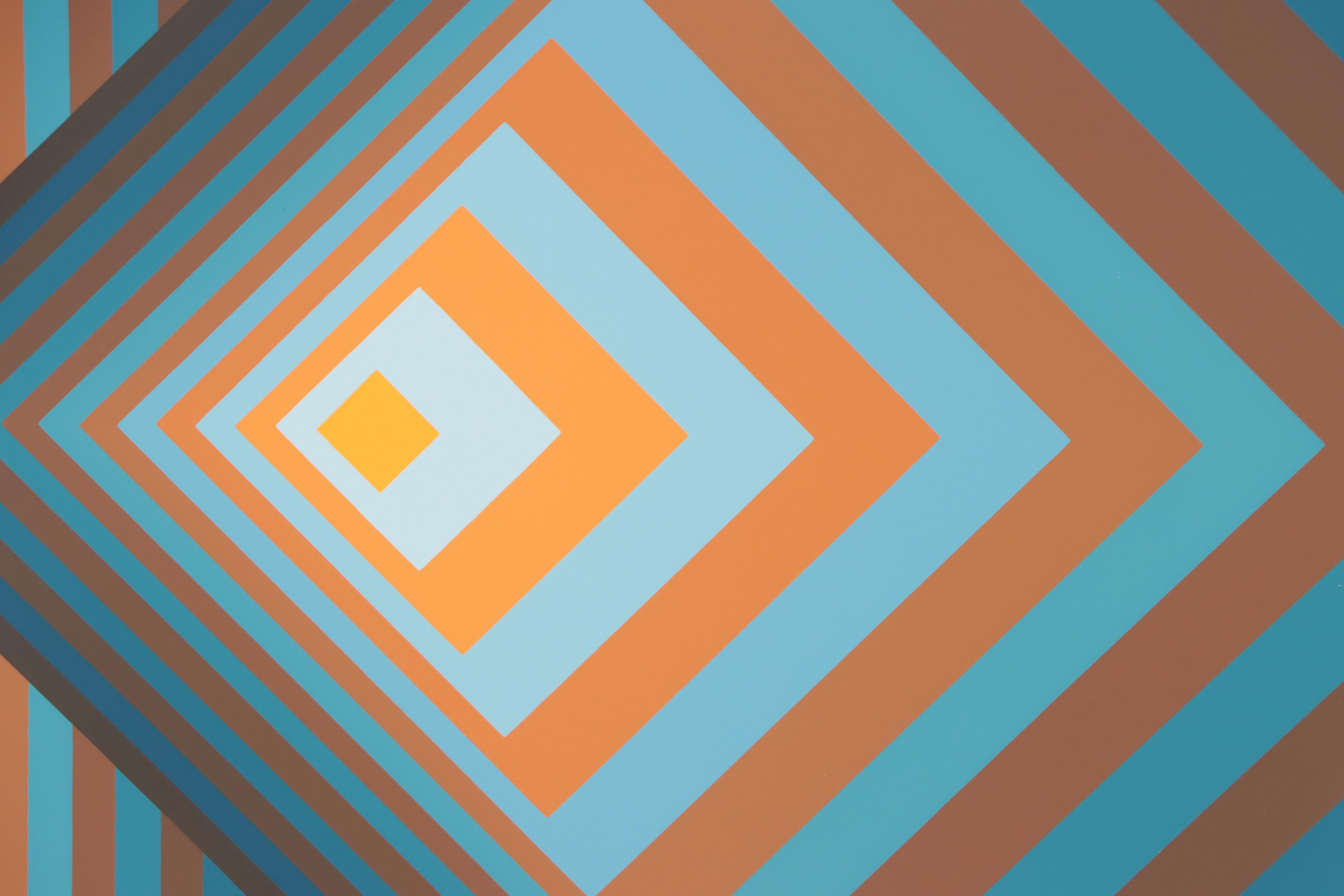 Jurgen Peters Op Art Serigraph "Pyramidal Contrast," 1981