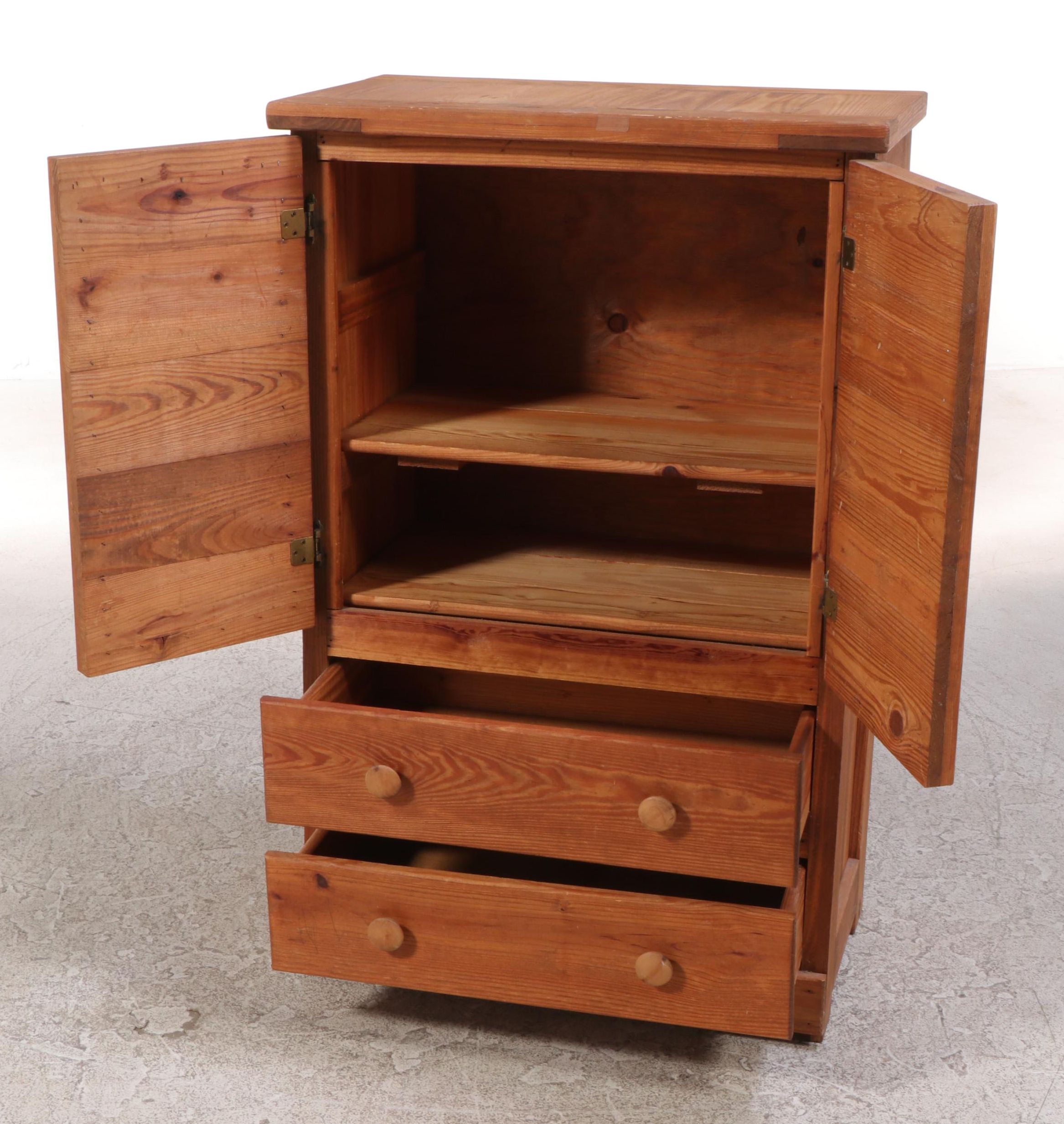 Rustic Pine Two-Drawer Cabinet, Late 20th Century