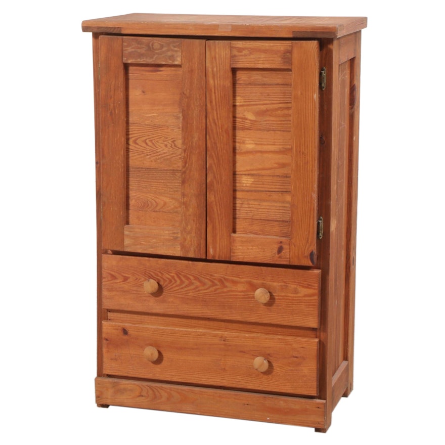 Rustic Pine Two-Drawer Cabinet, Late 20th Century