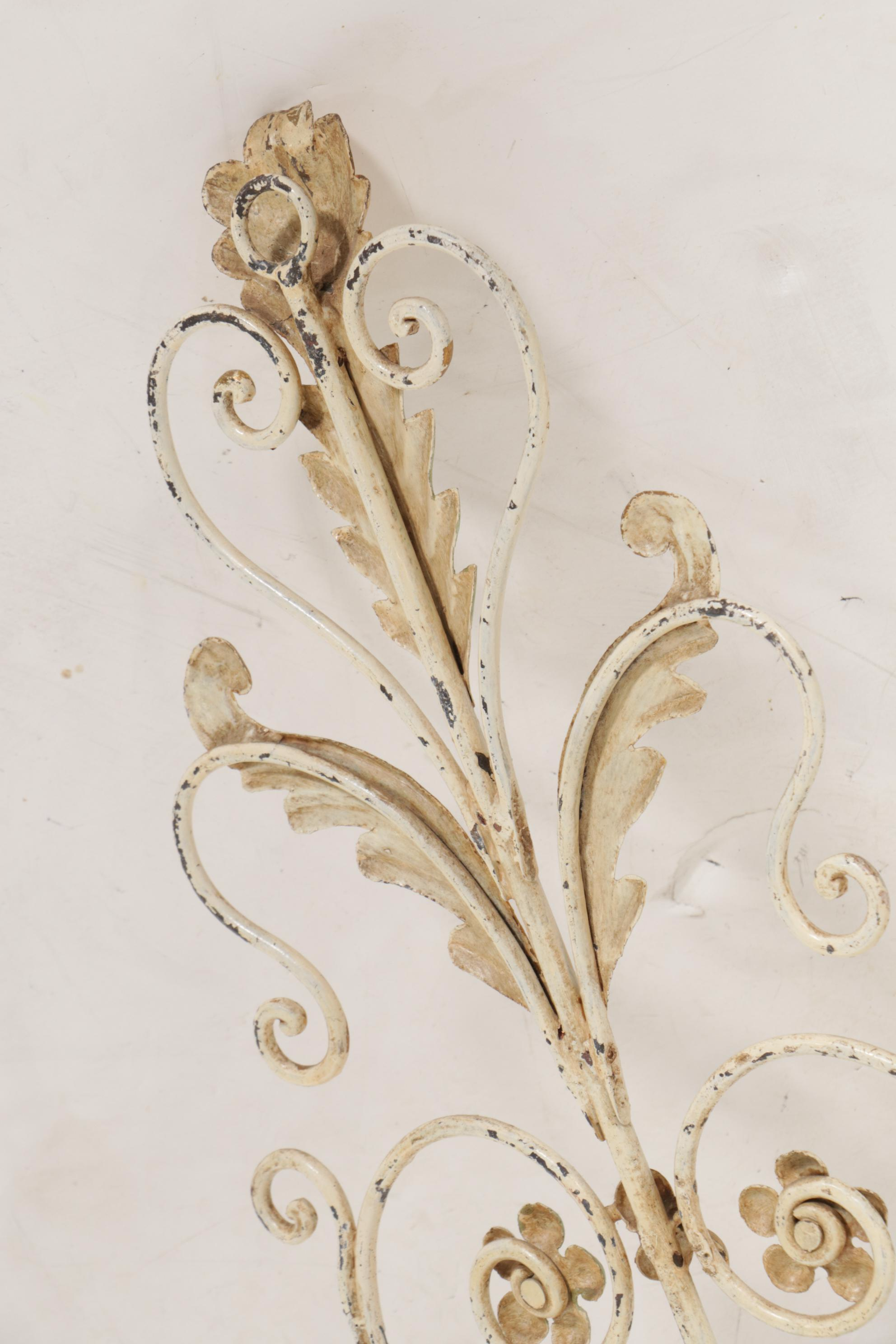 Italianate Style Parcel-Gilt Five-Arm Metal Candle Sconces, Late 20th Century