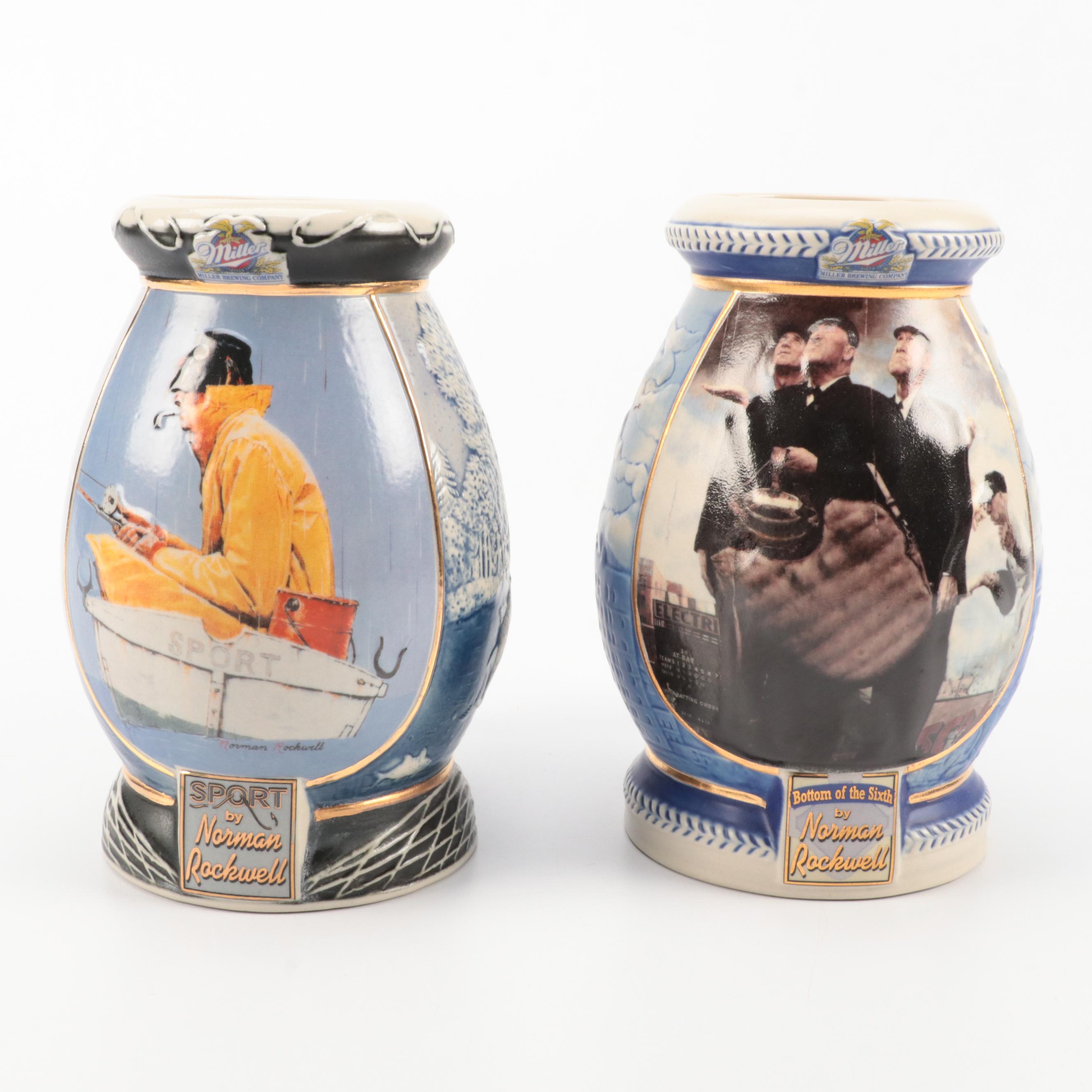 Miller Brewing Co. Norman Rockwell Ceramic Beer Steins