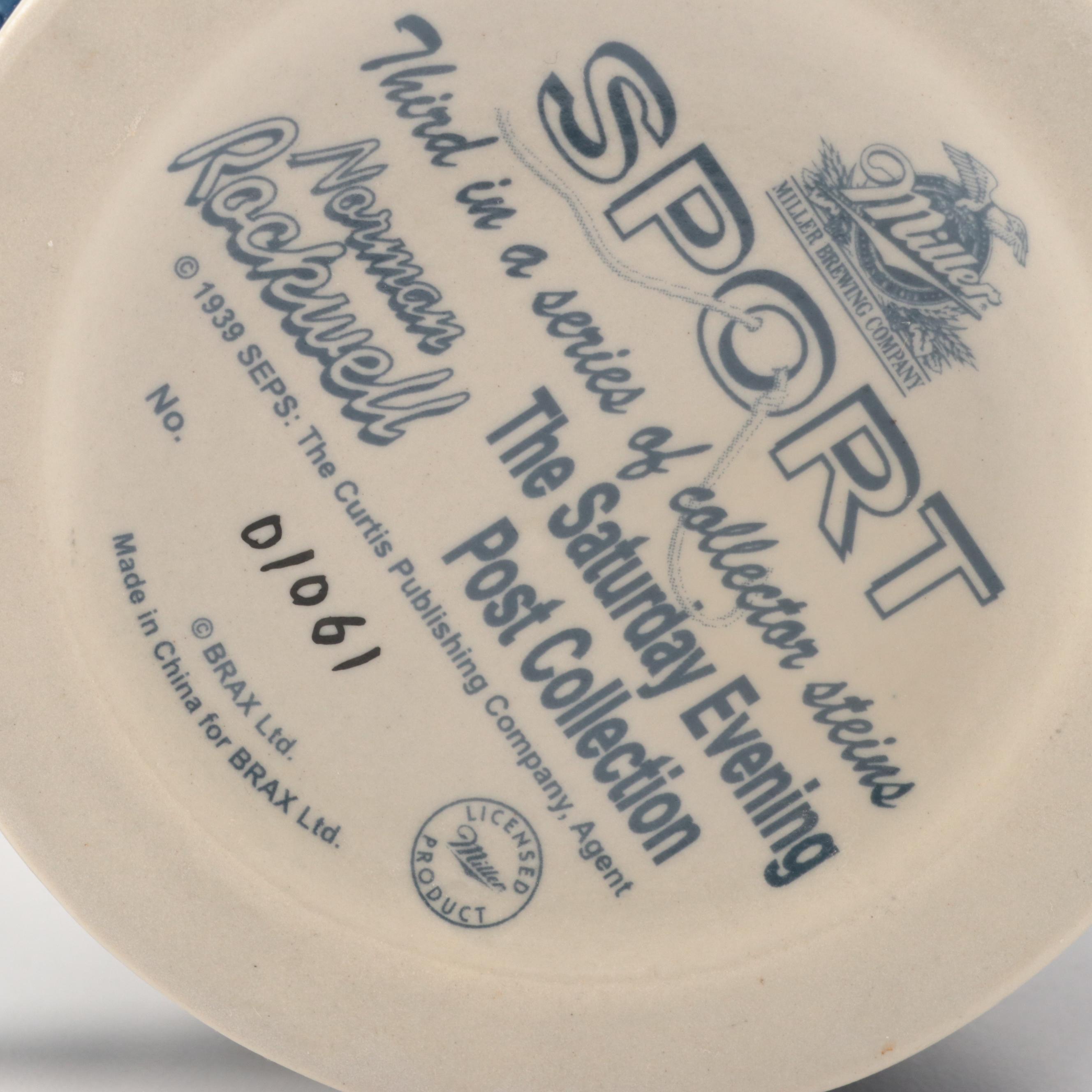 Miller Brewing Co. Norman Rockwell Ceramic Beer Steins