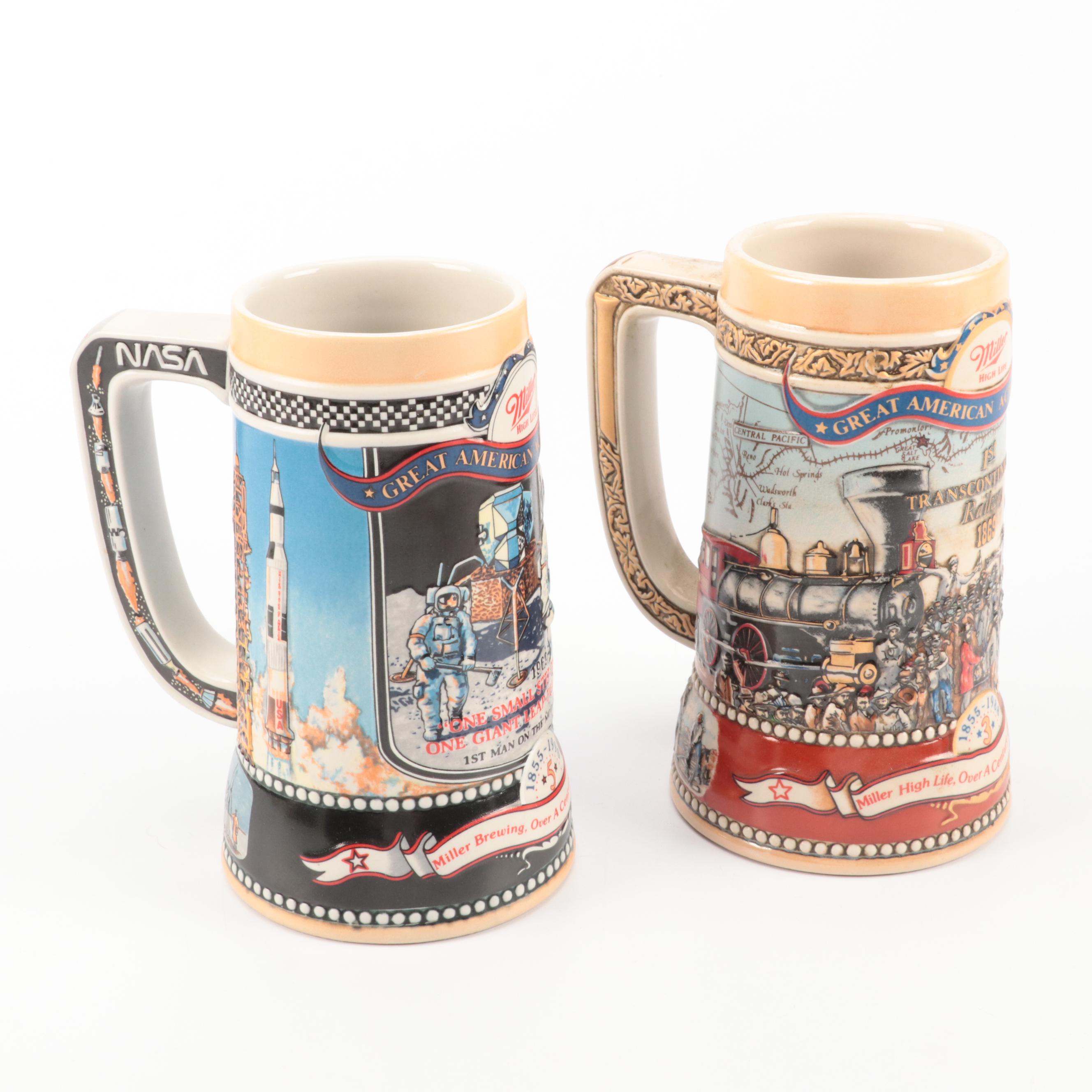 Miller Brewing Co. Ceramic Beer Steins, Late 20th Century