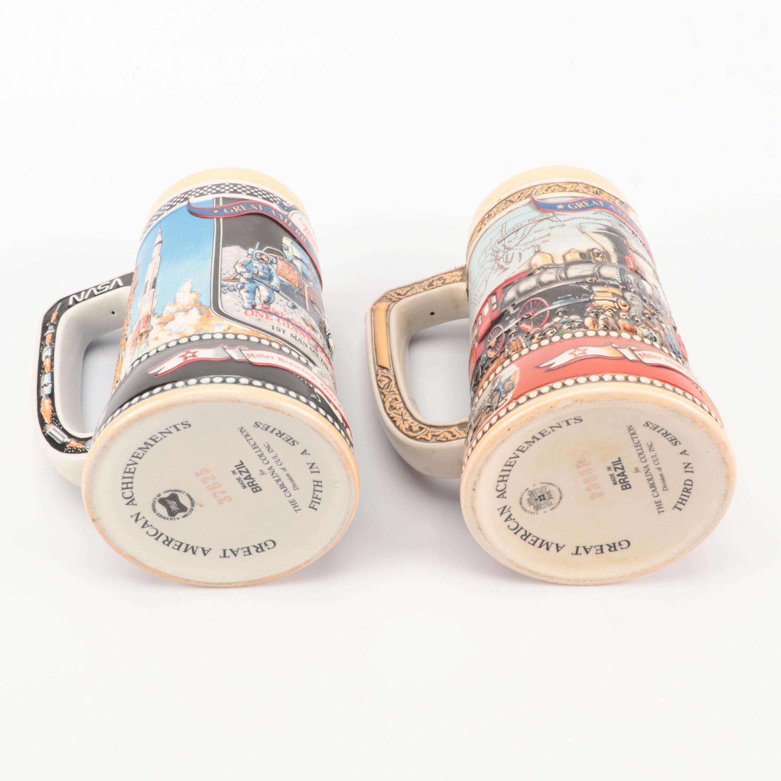 Miller Brewing Co. Ceramic Beer Steins, Late 20th Century