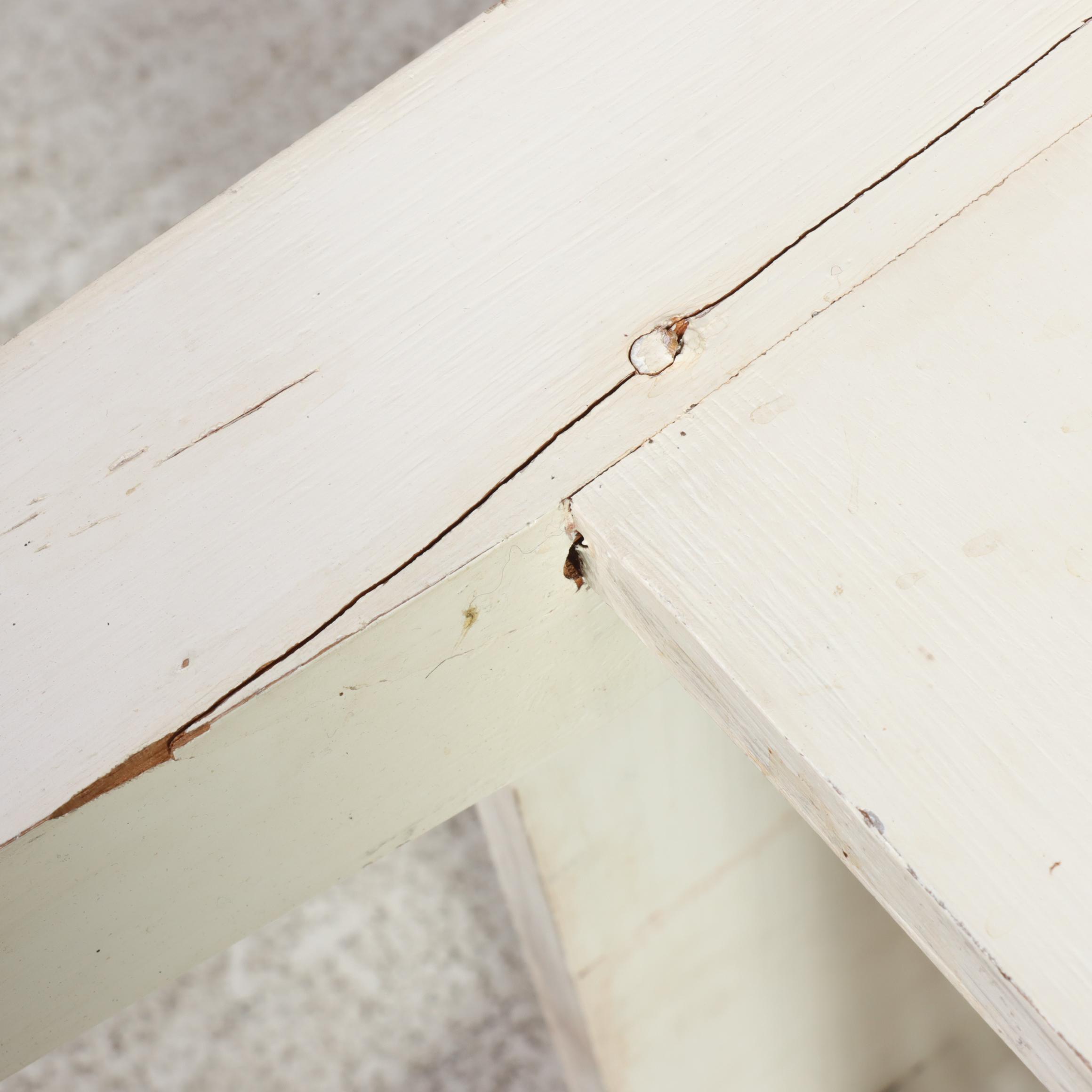 American Primitive Style White-Painted Two-Drawer Coffee Table