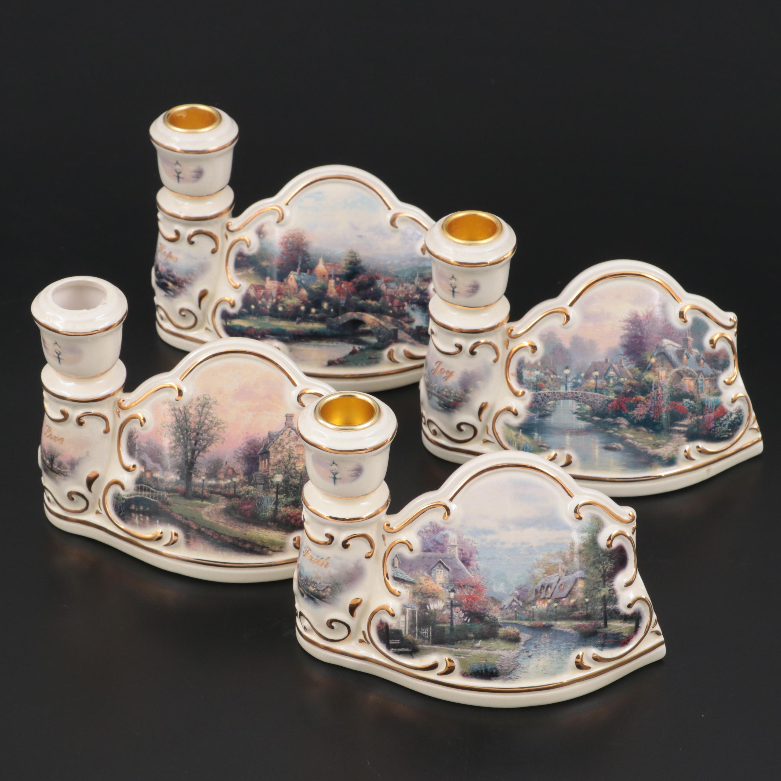 Bradford Exchange Thomas Kinkade Lighting the Way Home Collection Candle Holders
