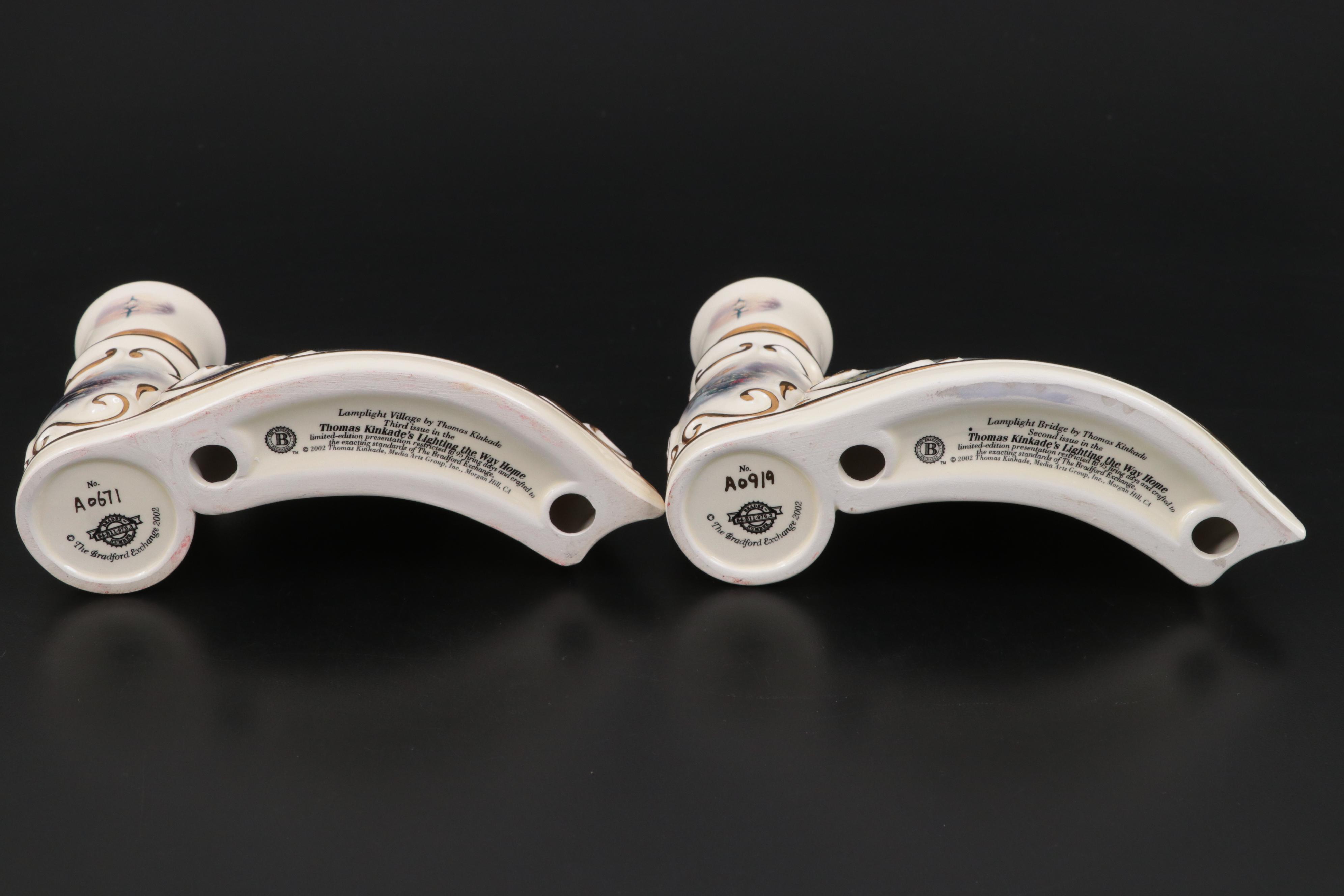 Bradford Exchange Thomas Kinkade Lighting the Way Home Collection Candle Holders