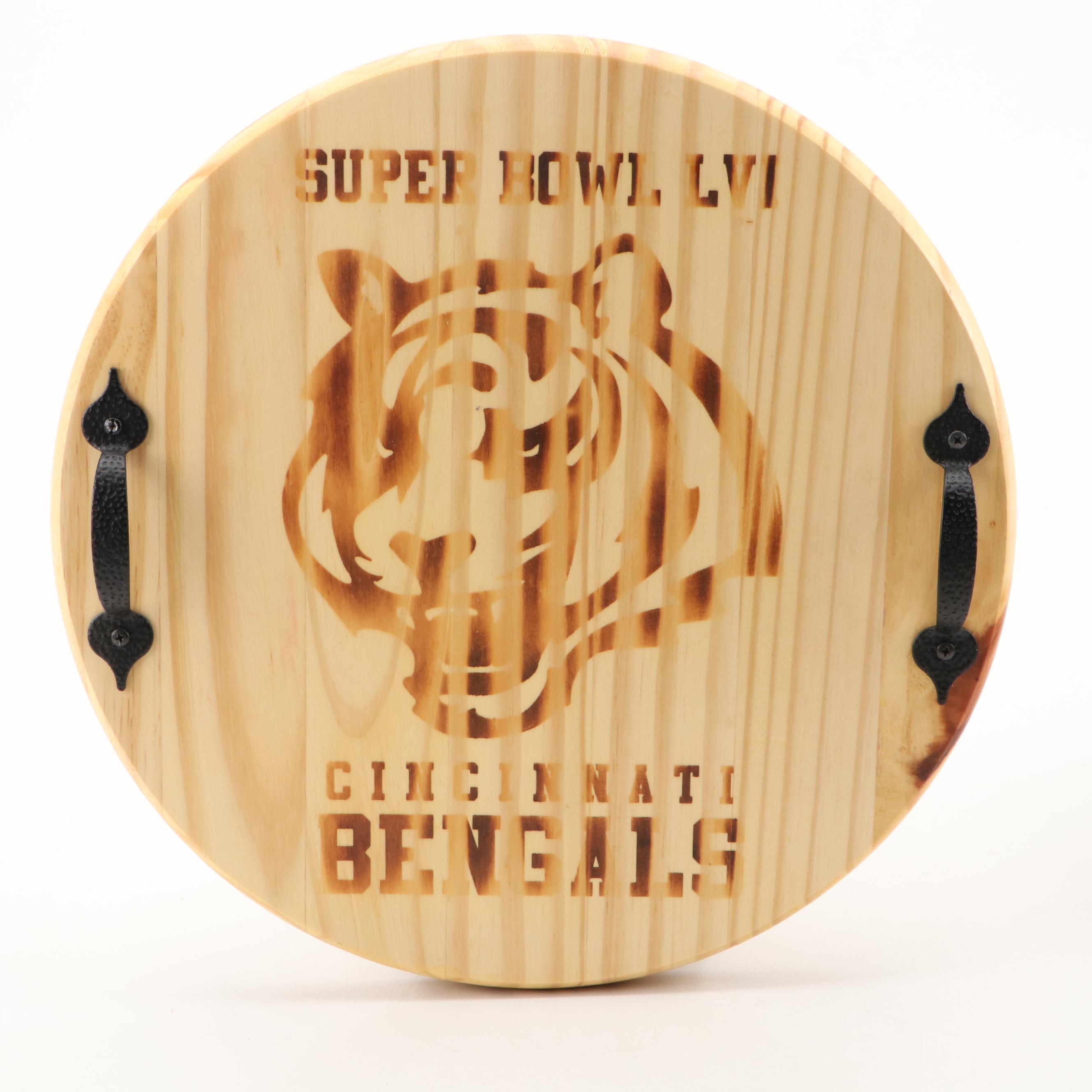 Cincinnati Bengals Super Bowl LVI Wooden Tray with Spalted Maple Bowl