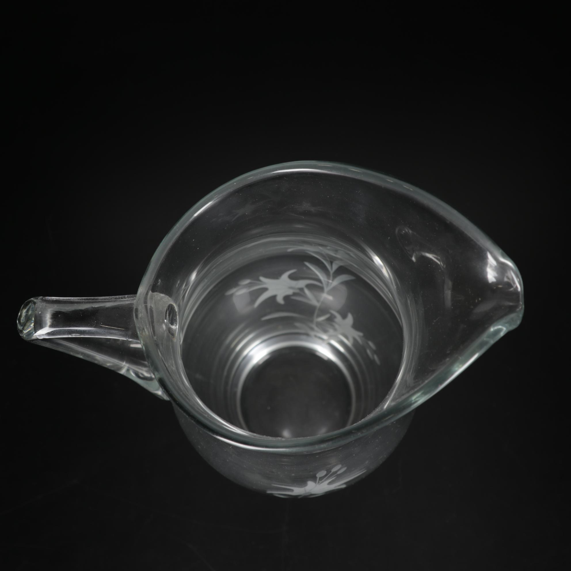 Etched Glass Lemonade Set, Mid to Late 20th Century
