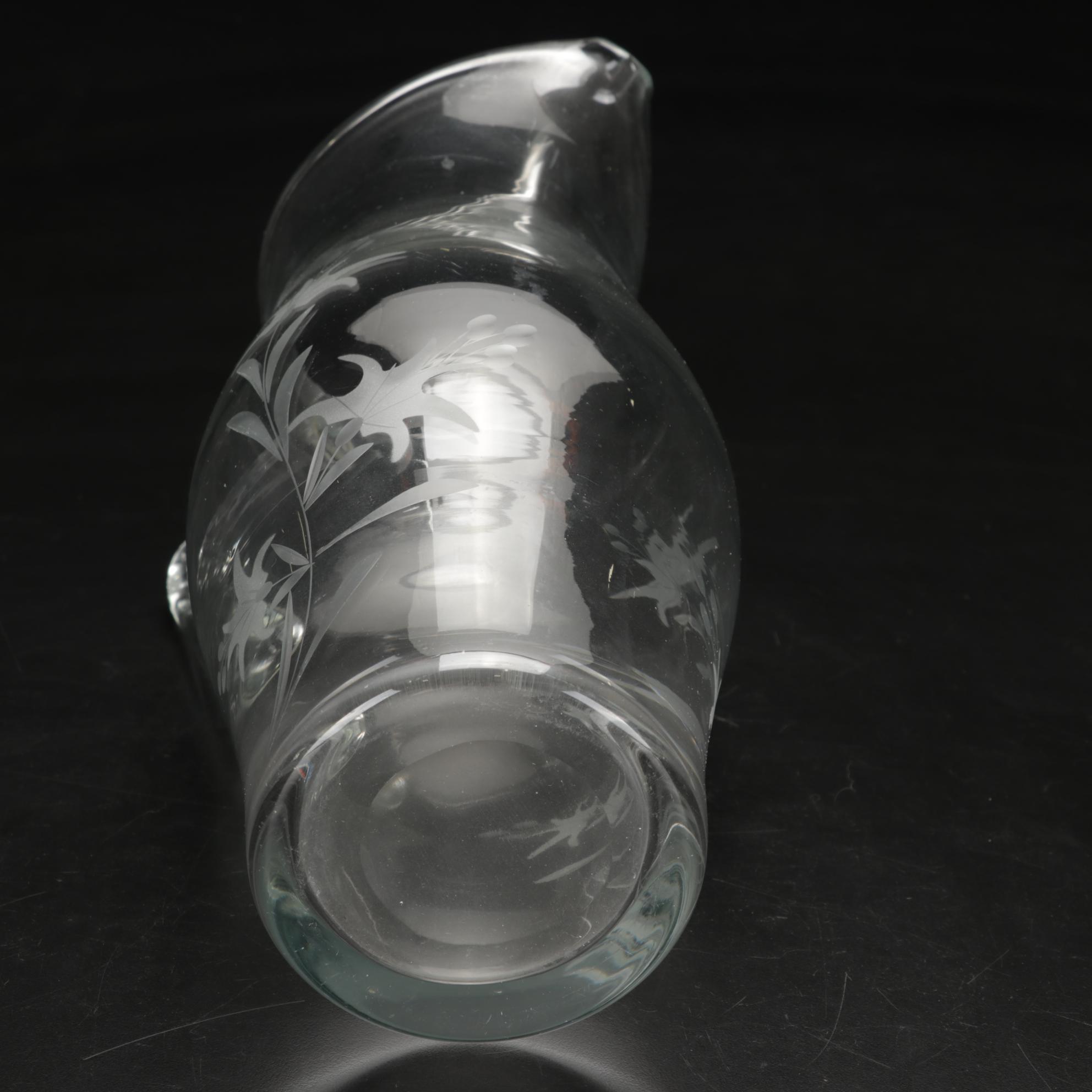 Etched Glass Lemonade Set, Mid to Late 20th Century