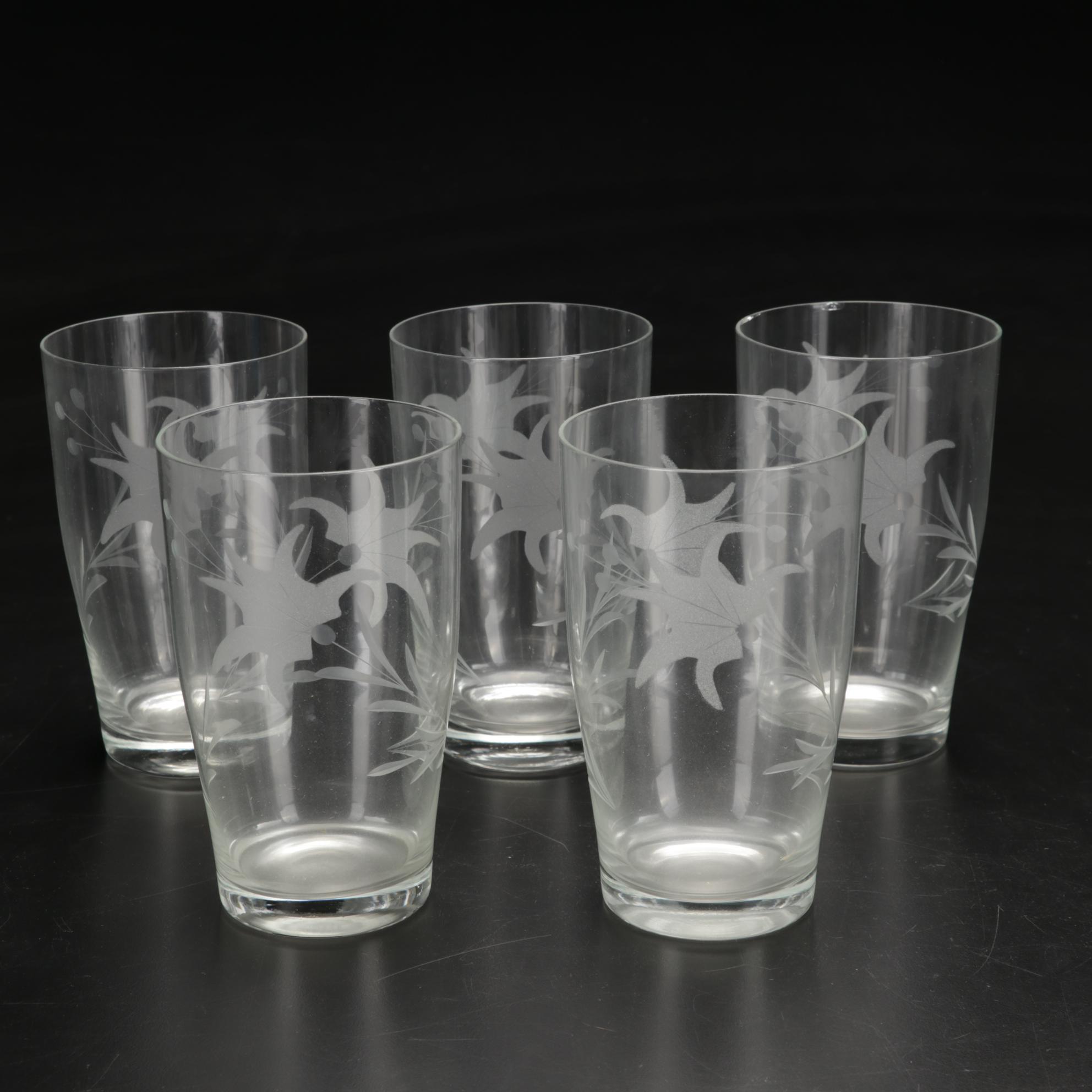 Etched Glass Lemonade Set, Mid to Late 20th Century