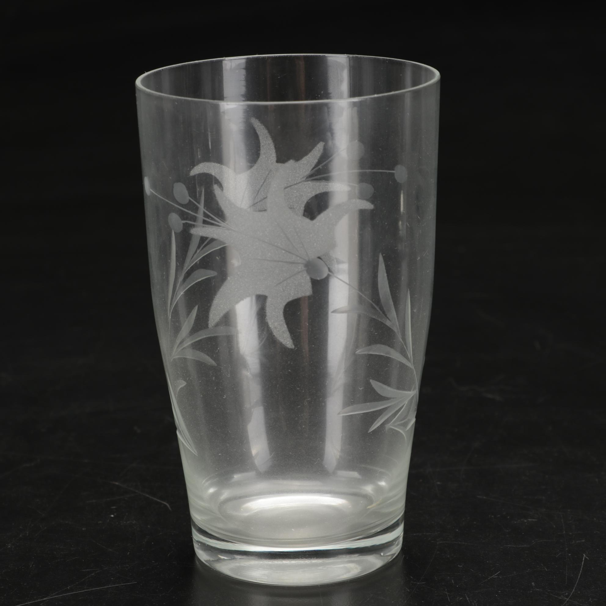 Etched Glass Lemonade Set, Mid to Late 20th Century