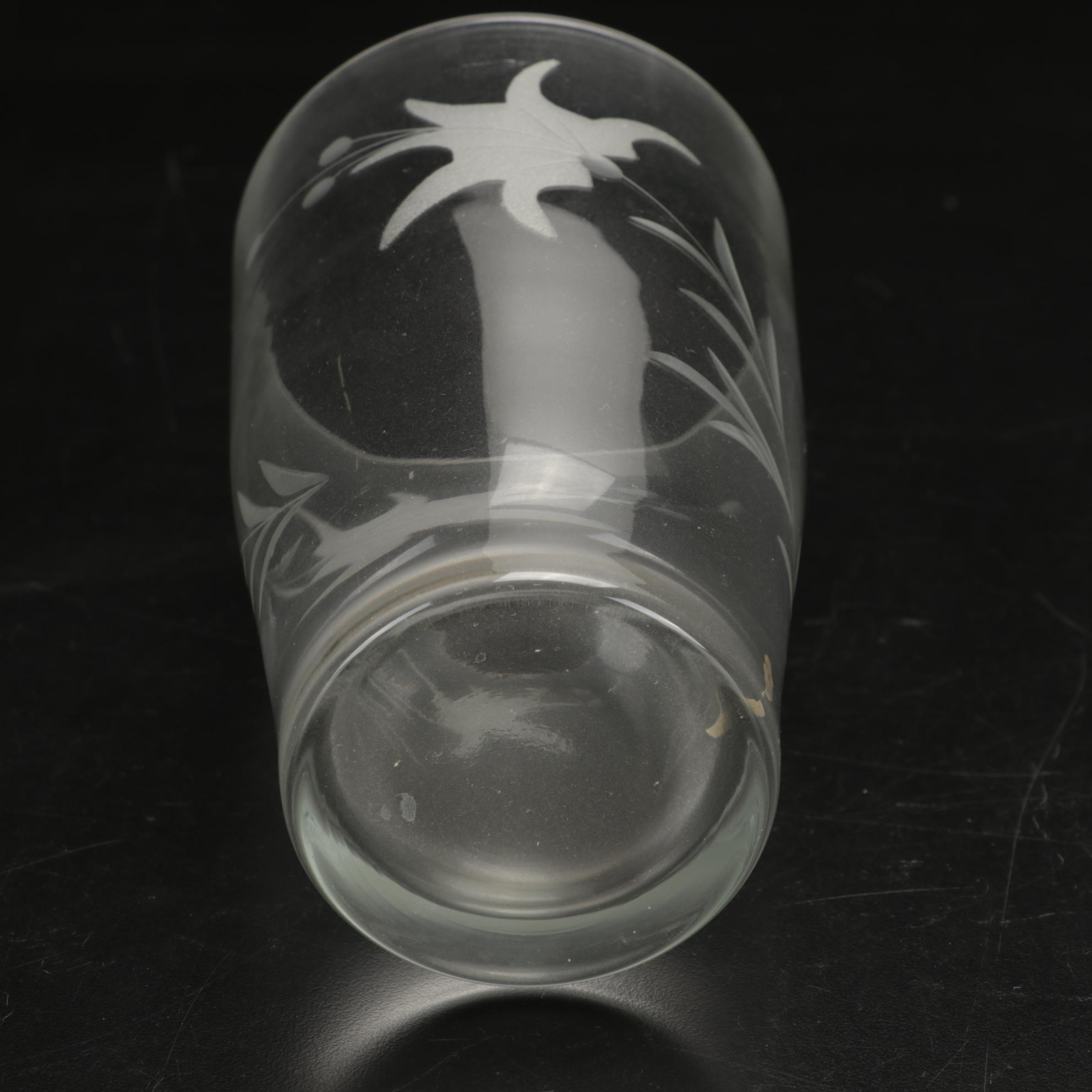 Etched Glass Lemonade Set, Mid to Late 20th Century