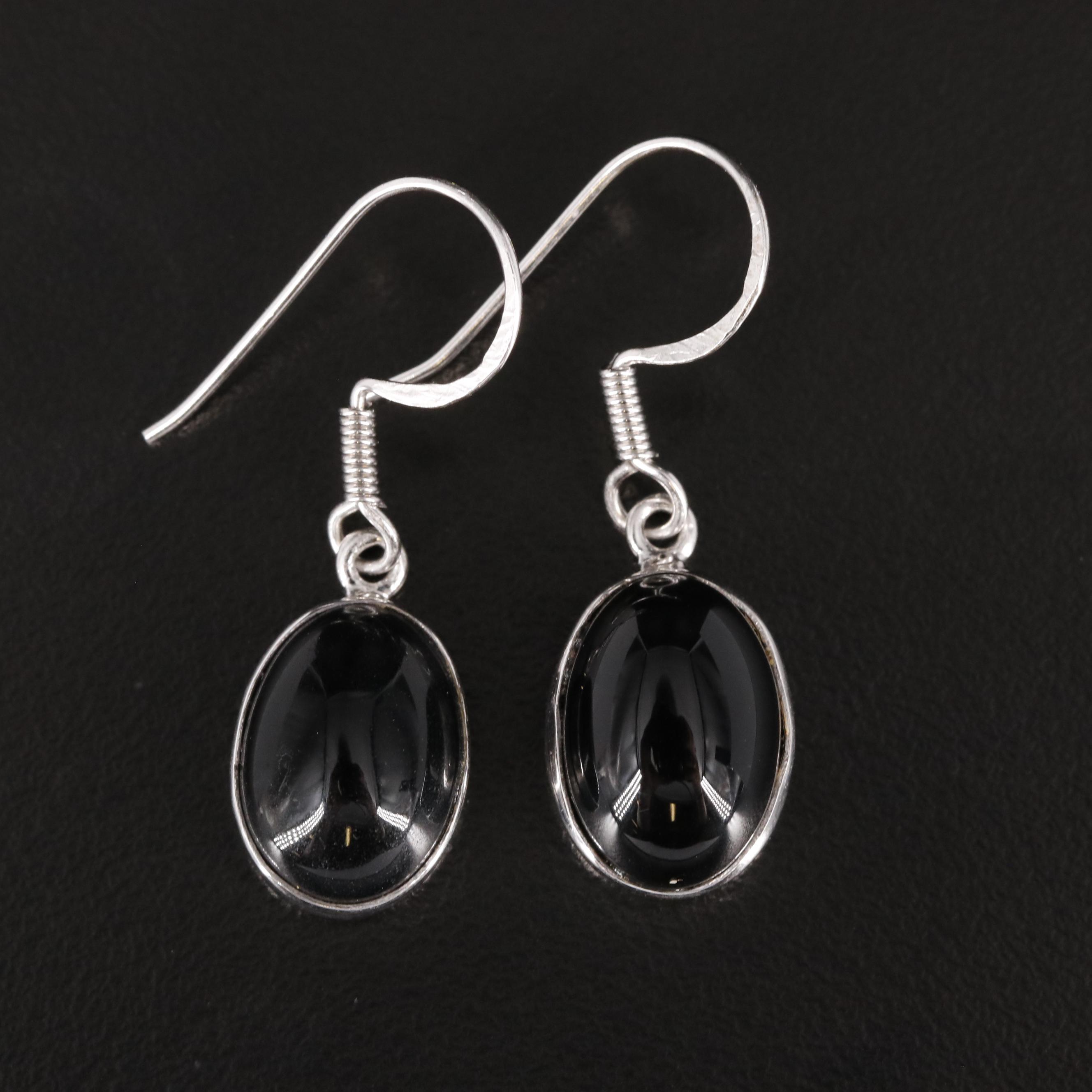 Sterling Black Onyx Dangle Earrings