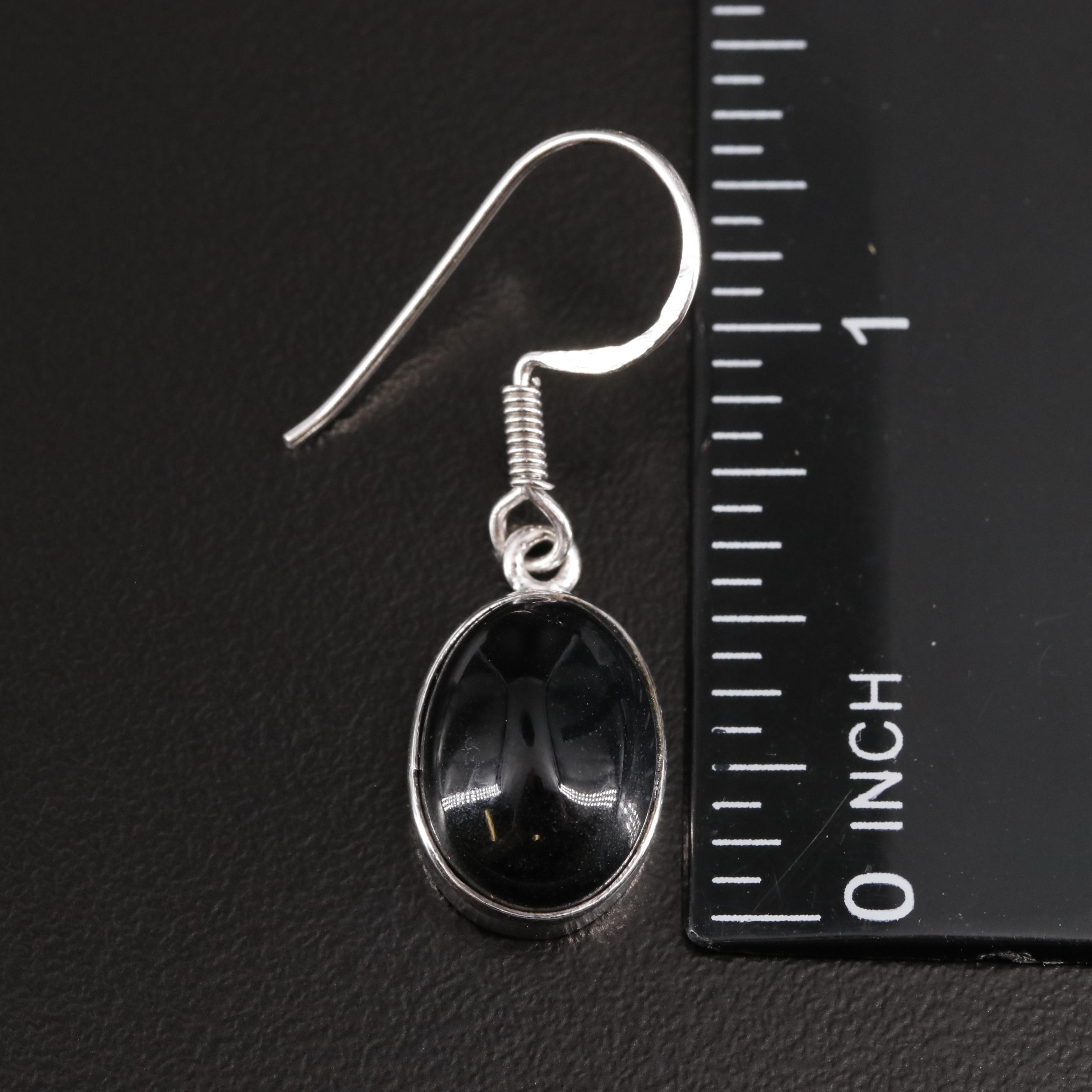 Sterling Black Onyx Dangle Earrings