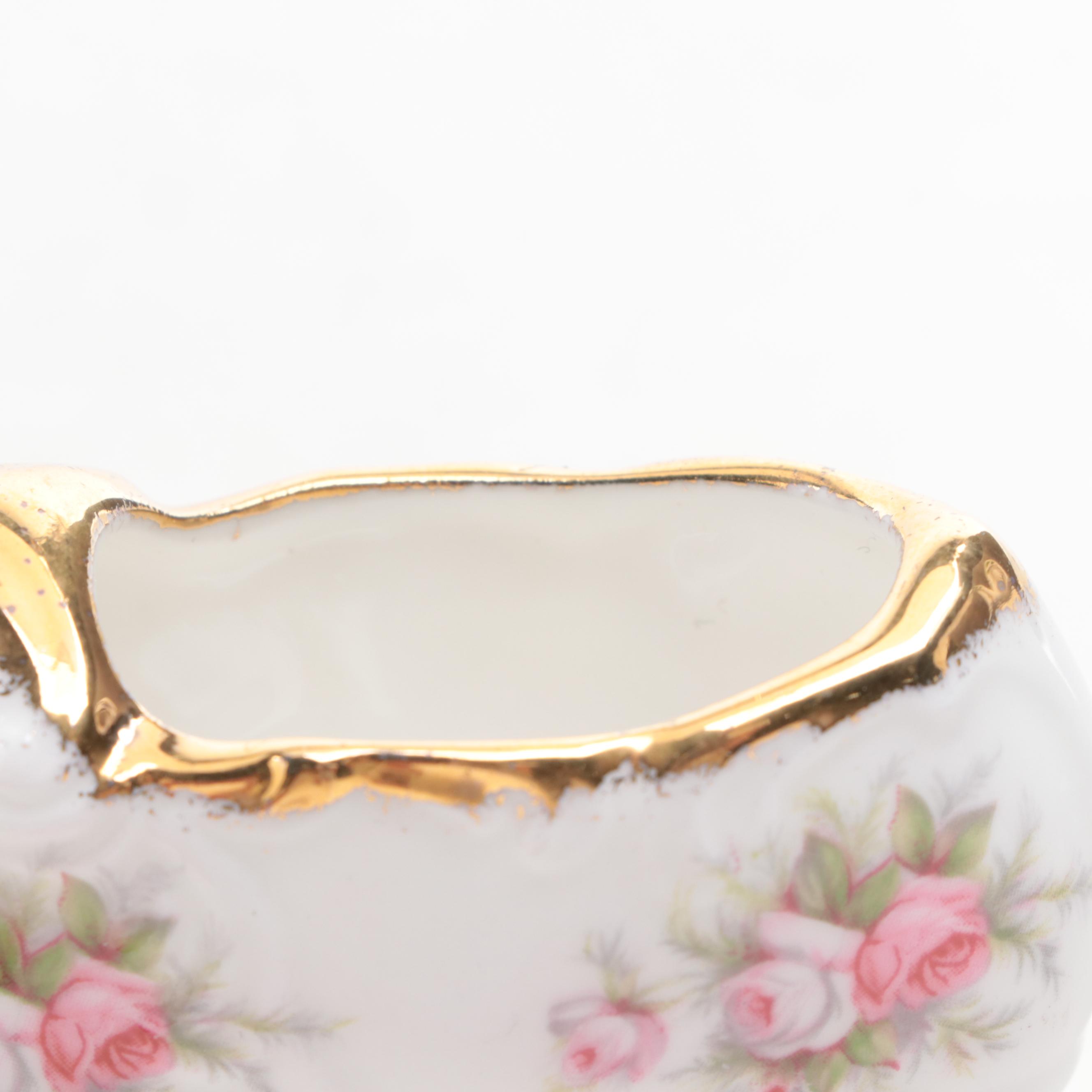 Crown Staffordshire Bud Vase with White House Christmas Ornament and Other Decor