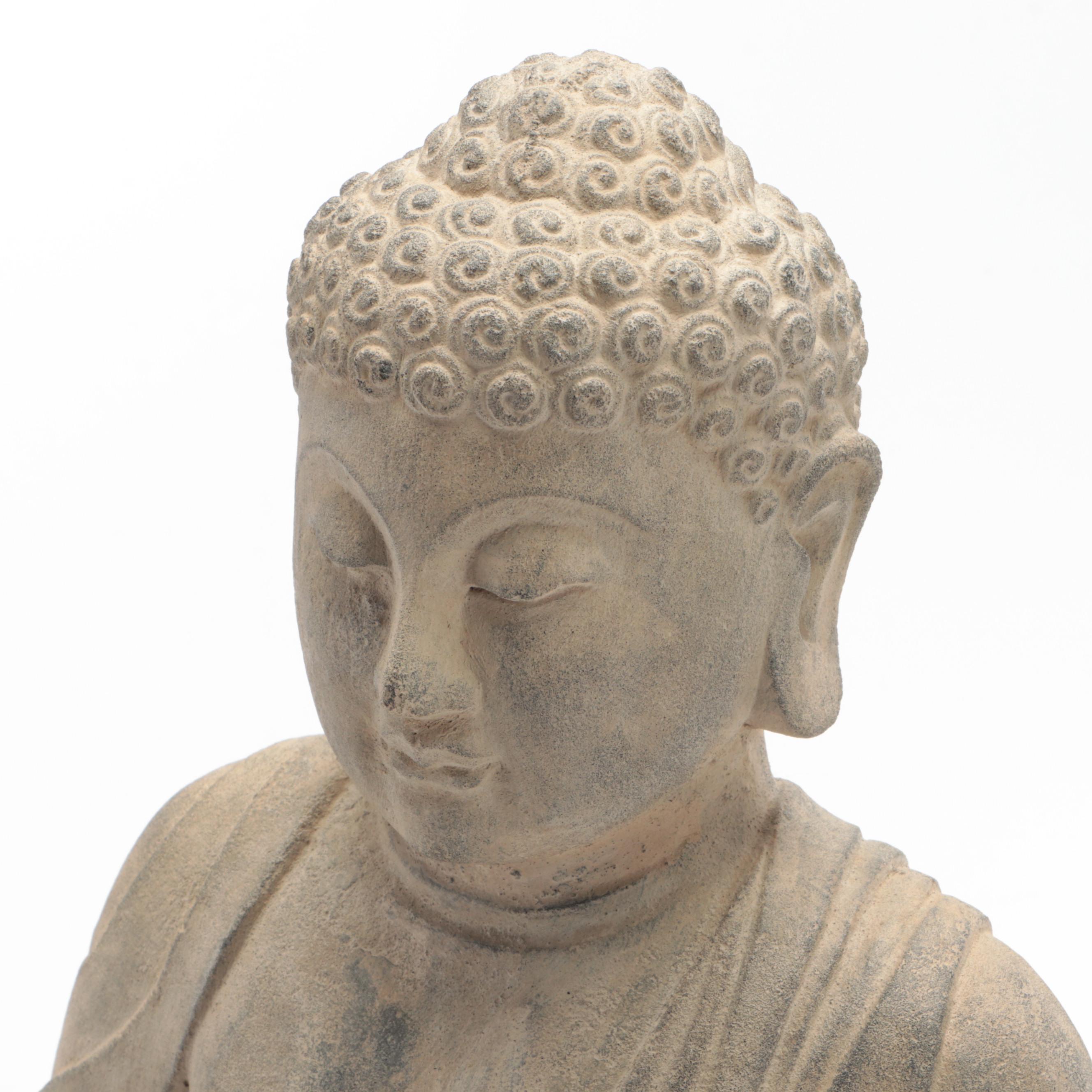 Cast Concrete Sculpture of Buddha in Dhyana Mudra