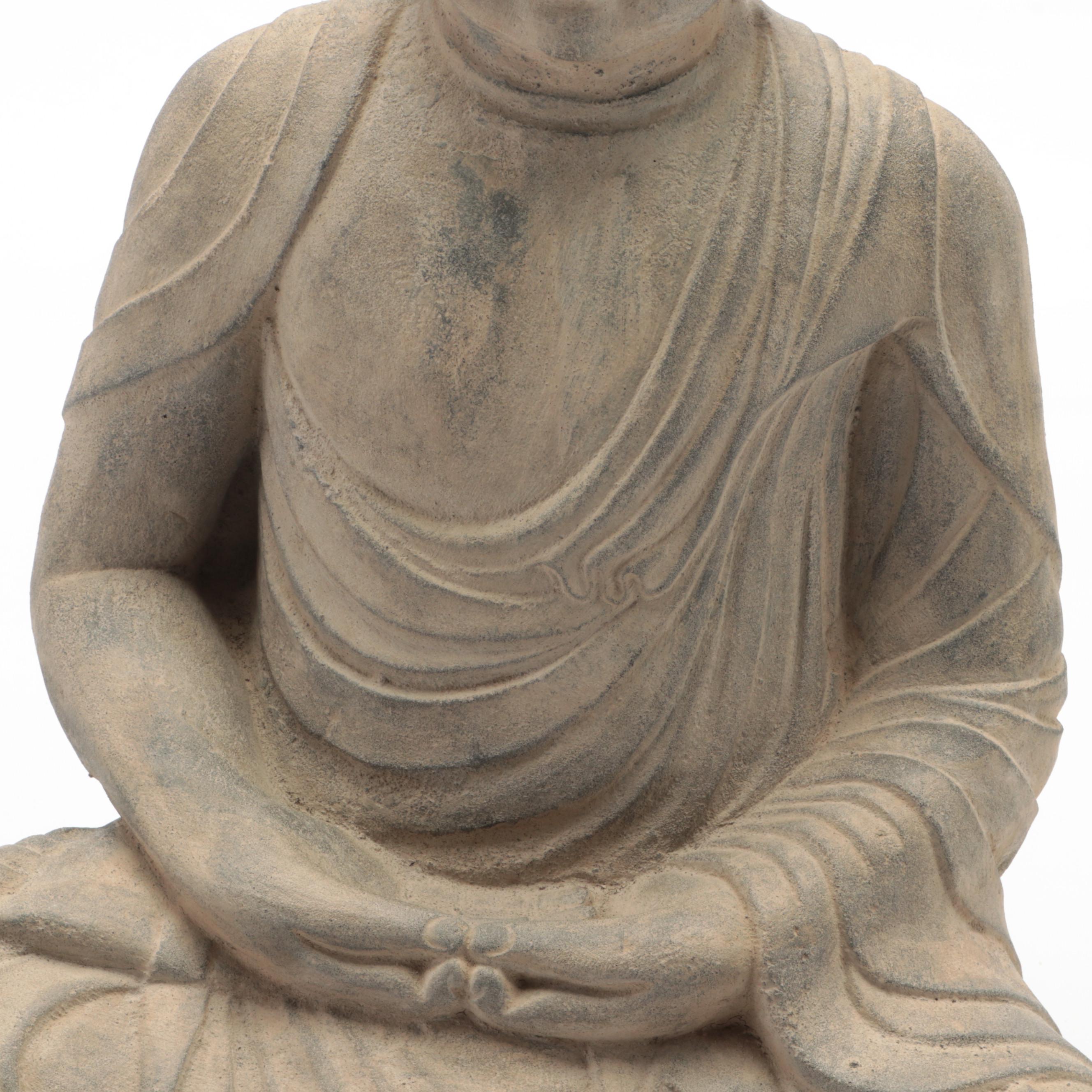 Cast Concrete Sculpture of Buddha in Dhyana Mudra