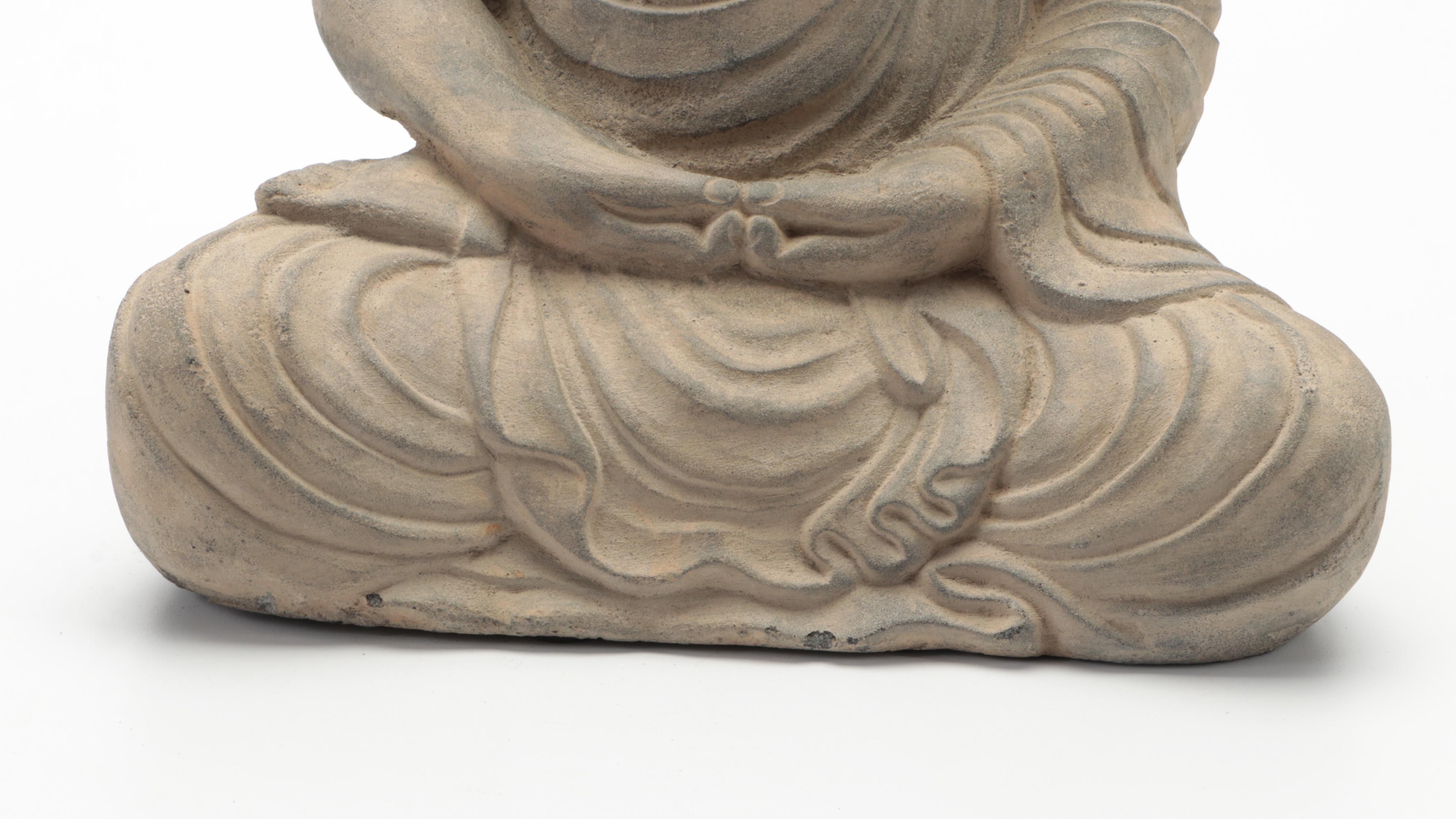 Cast Concrete Sculpture of Buddha in Dhyana Mudra