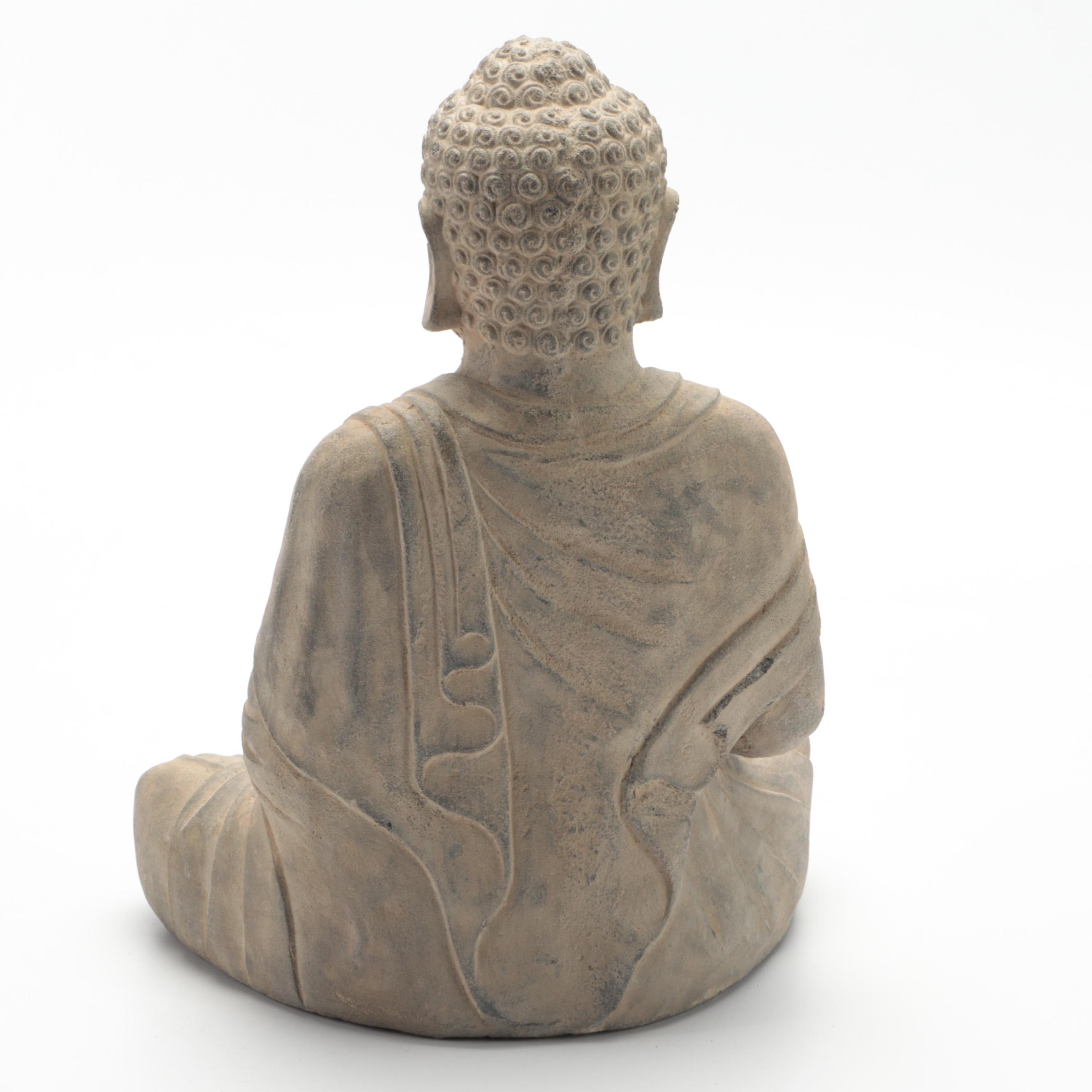 Cast Concrete Sculpture of Buddha in Dhyana Mudra