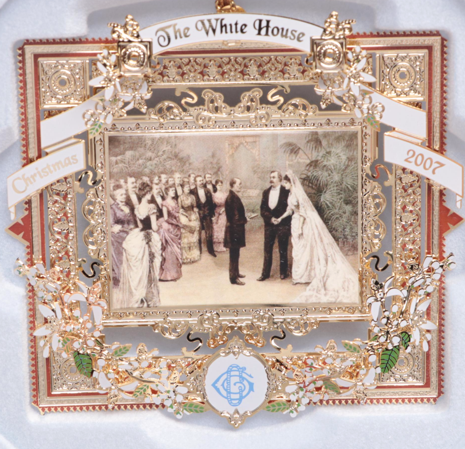 Crown Staffordshire Bud Vase with White House Christmas Ornament and Other Decor