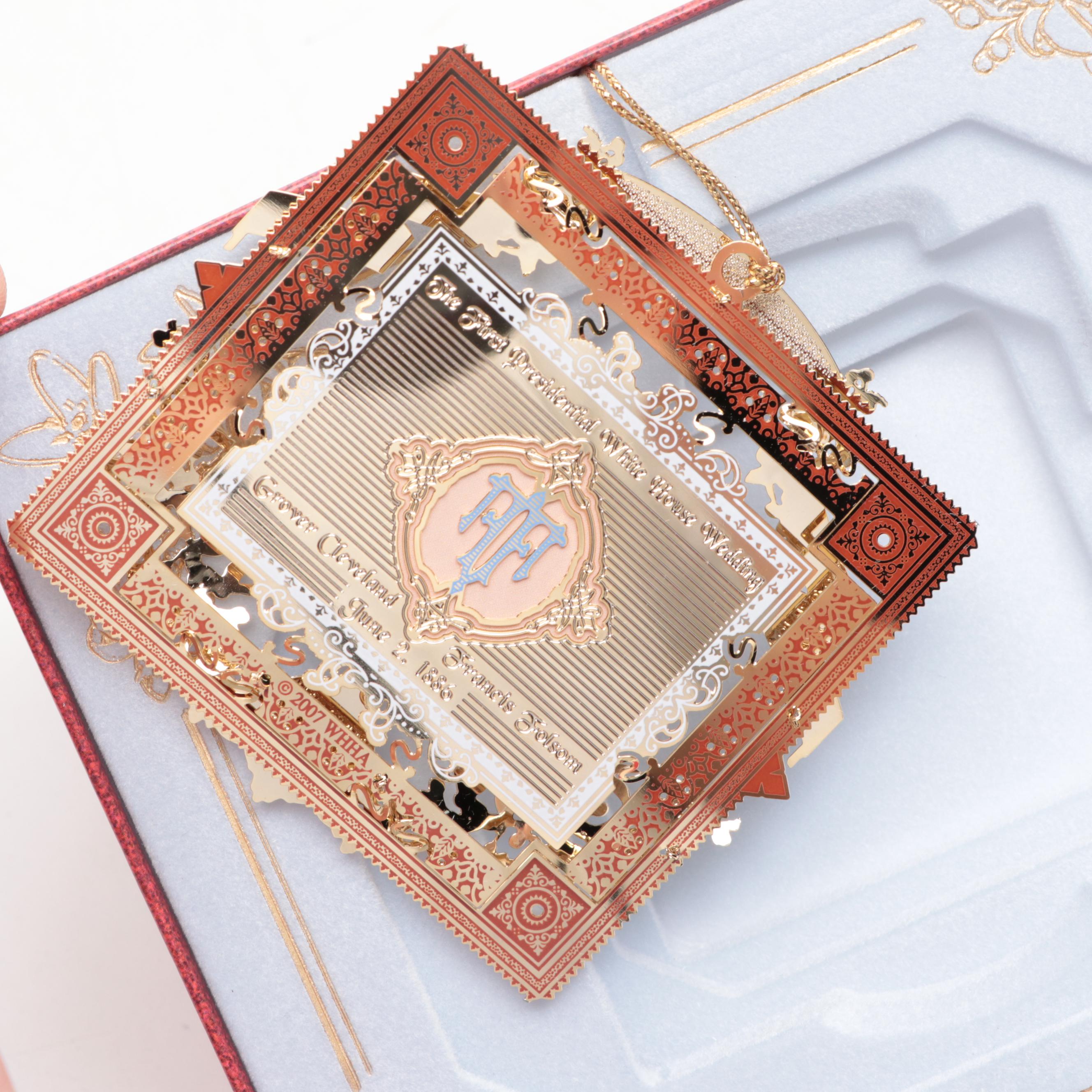 Crown Staffordshire Bud Vase with White House Christmas Ornament and Other Decor