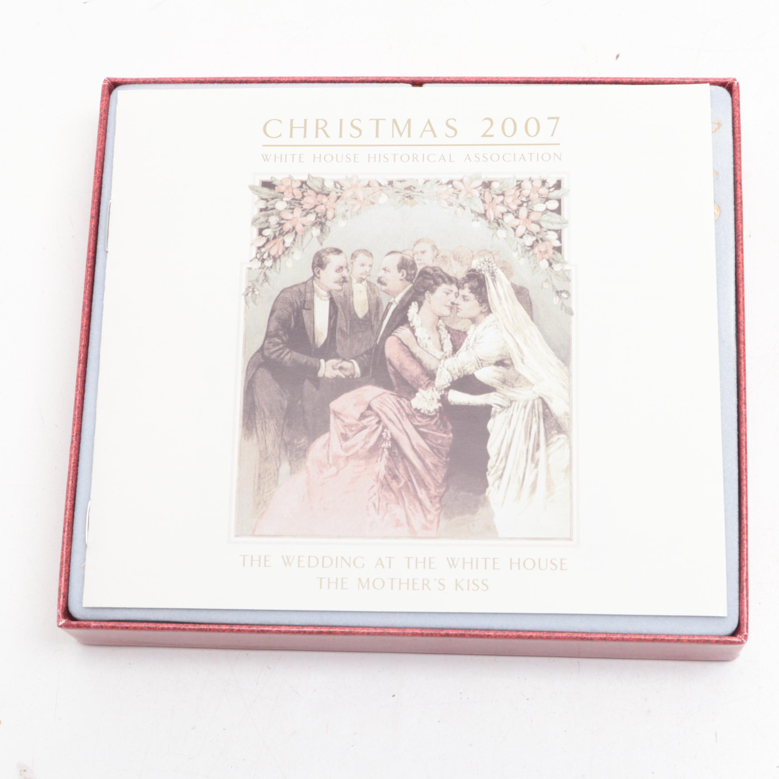 Crown Staffordshire Bud Vase with White House Christmas Ornament and Other Decor