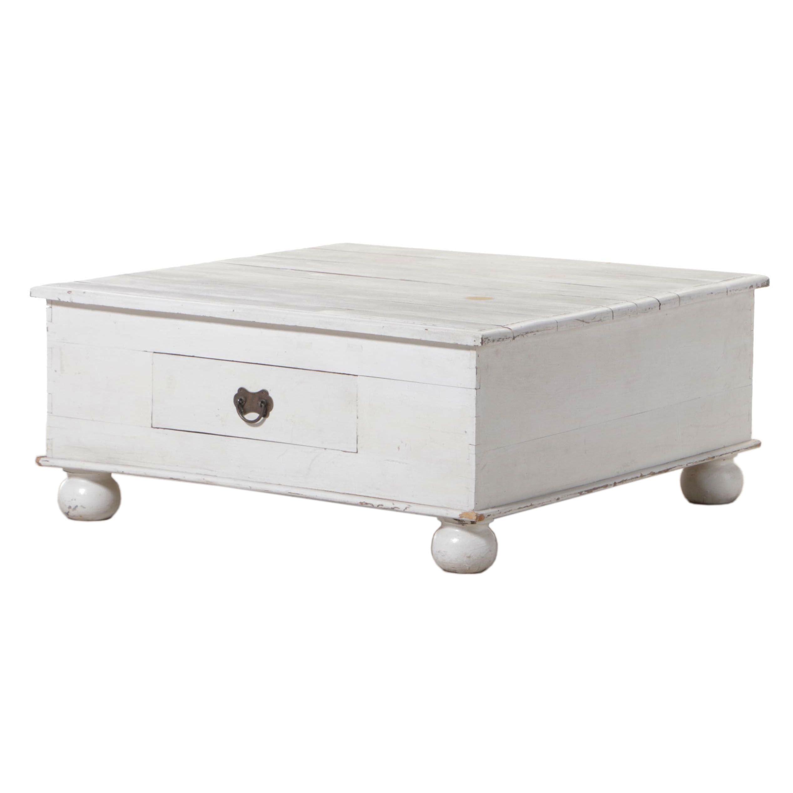 White-Painted Wooden Coffee Table