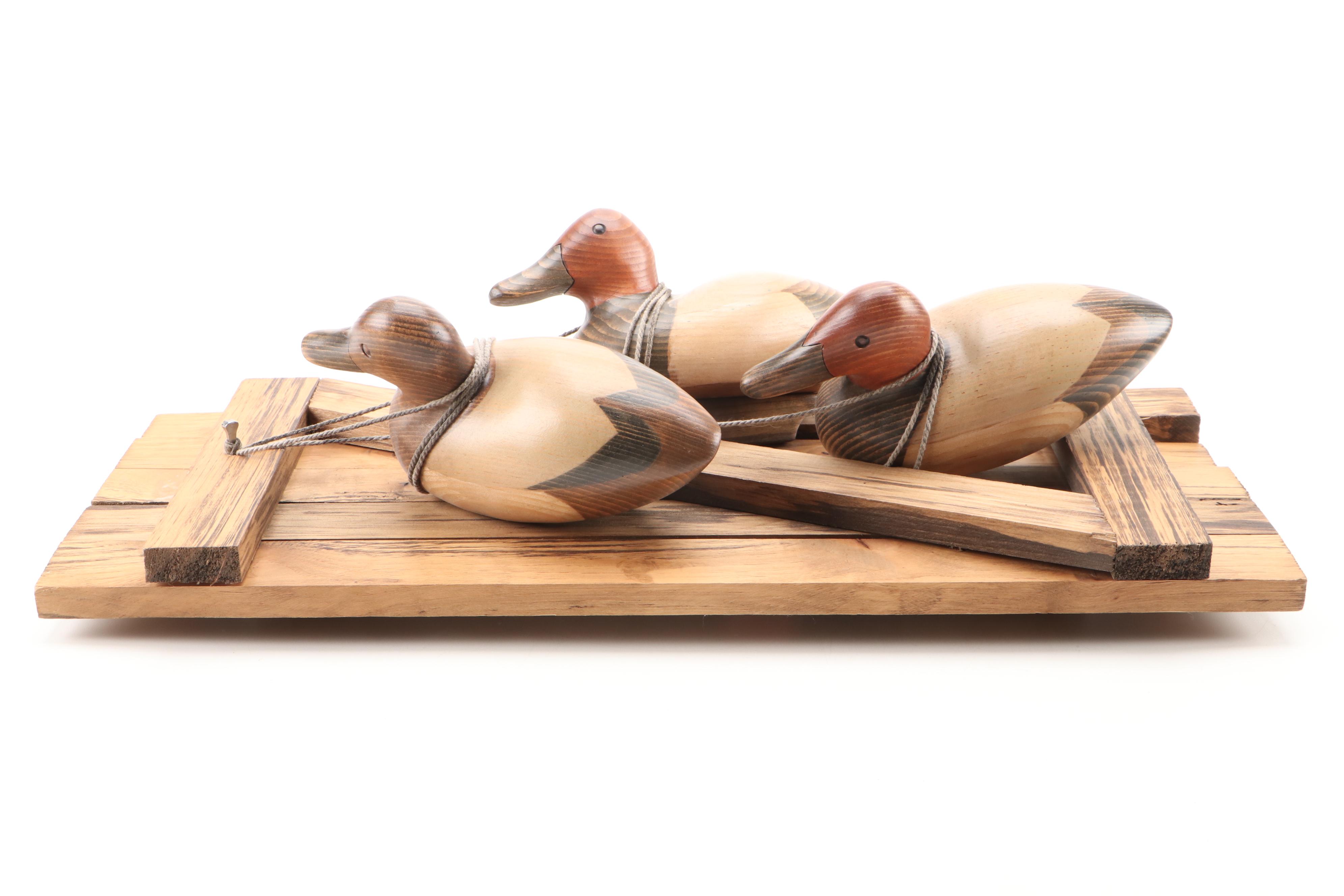 Riverbend Carvers Polychrome Hand Carved Mallard Duck and Decoy Wall Plaque