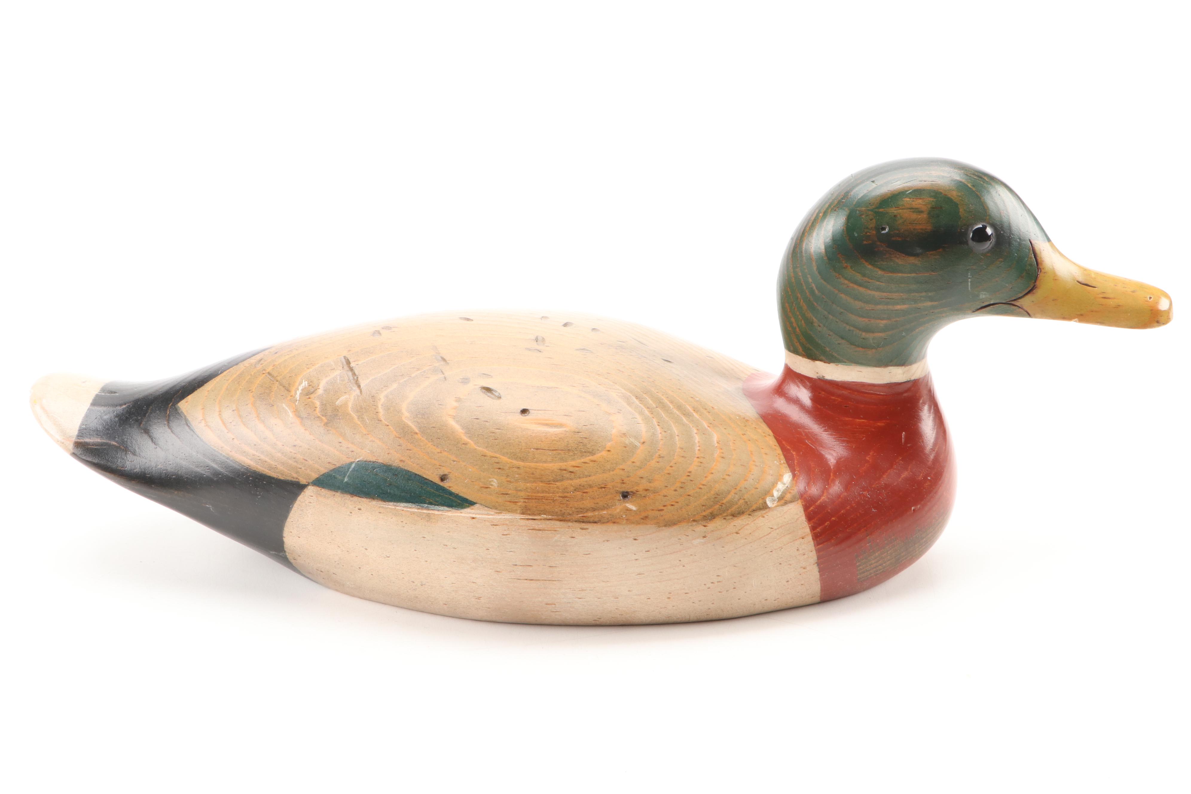 Riverbend Carvers Polychrome Hand Carved Mallard Duck and Decoy Wall Plaque