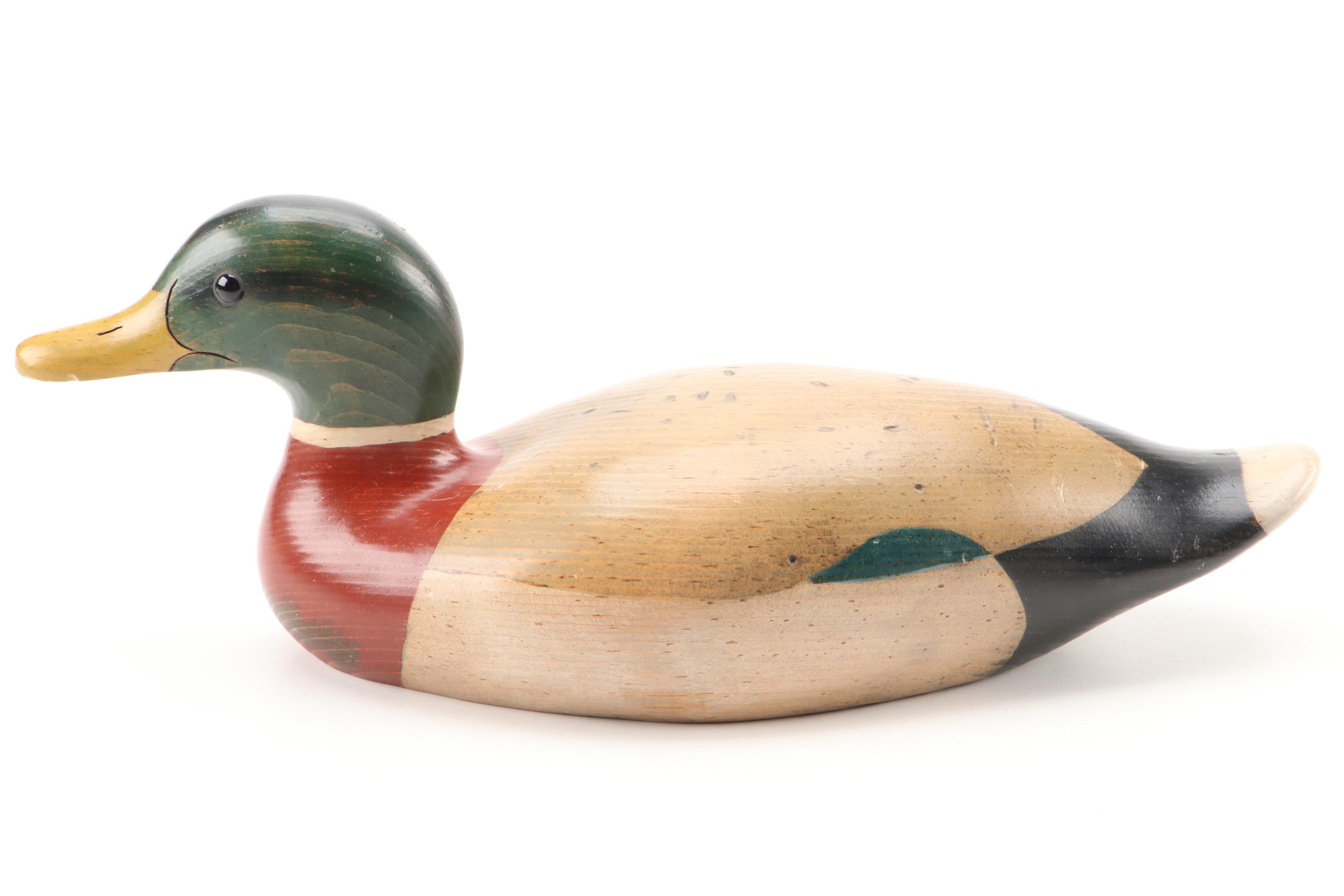 Riverbend Carvers Polychrome Hand Carved Mallard Duck and Decoy Wall Plaque