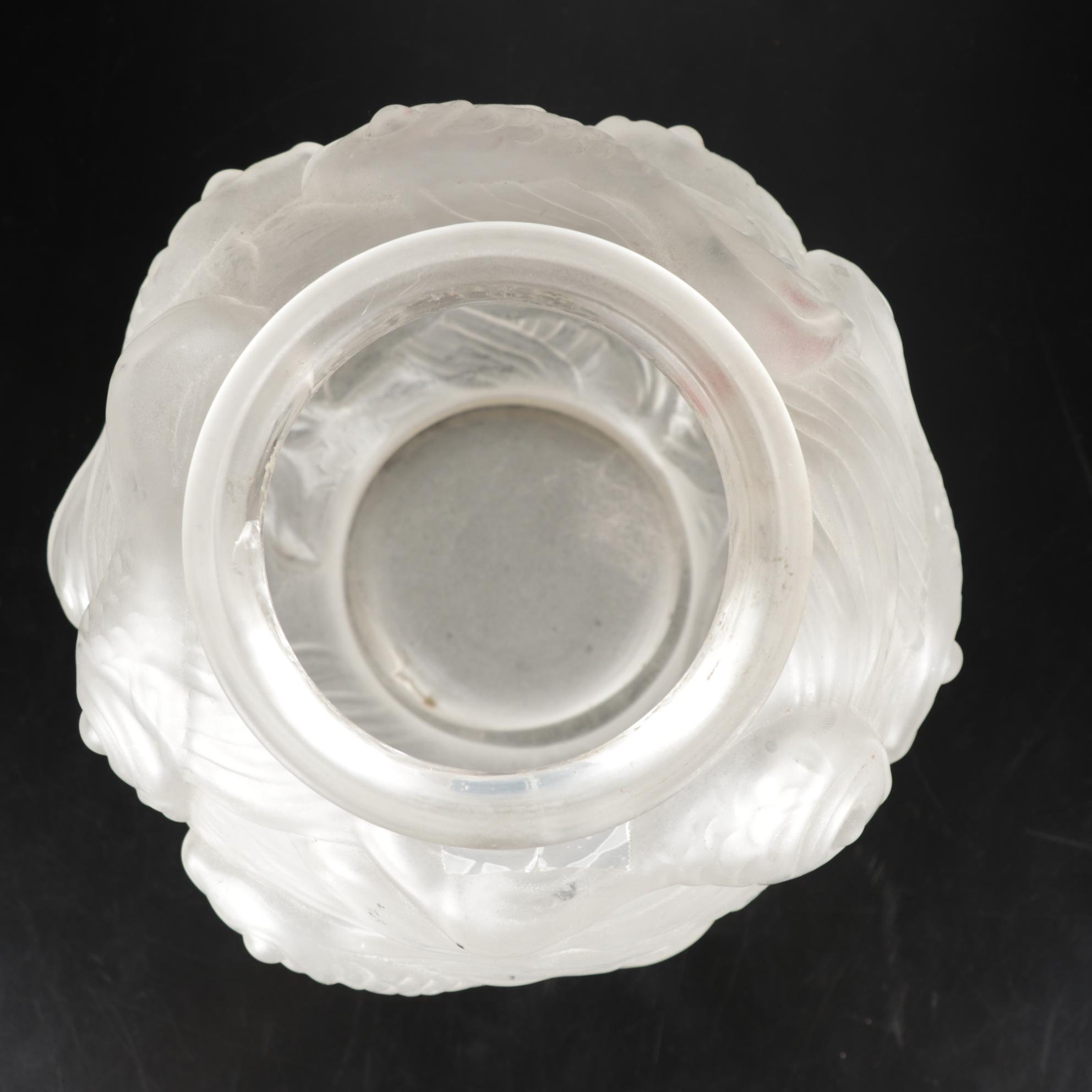 Josef Inwald, Barolac Art Deco Satined Fish-Motif Vase with Other Glass Bowls