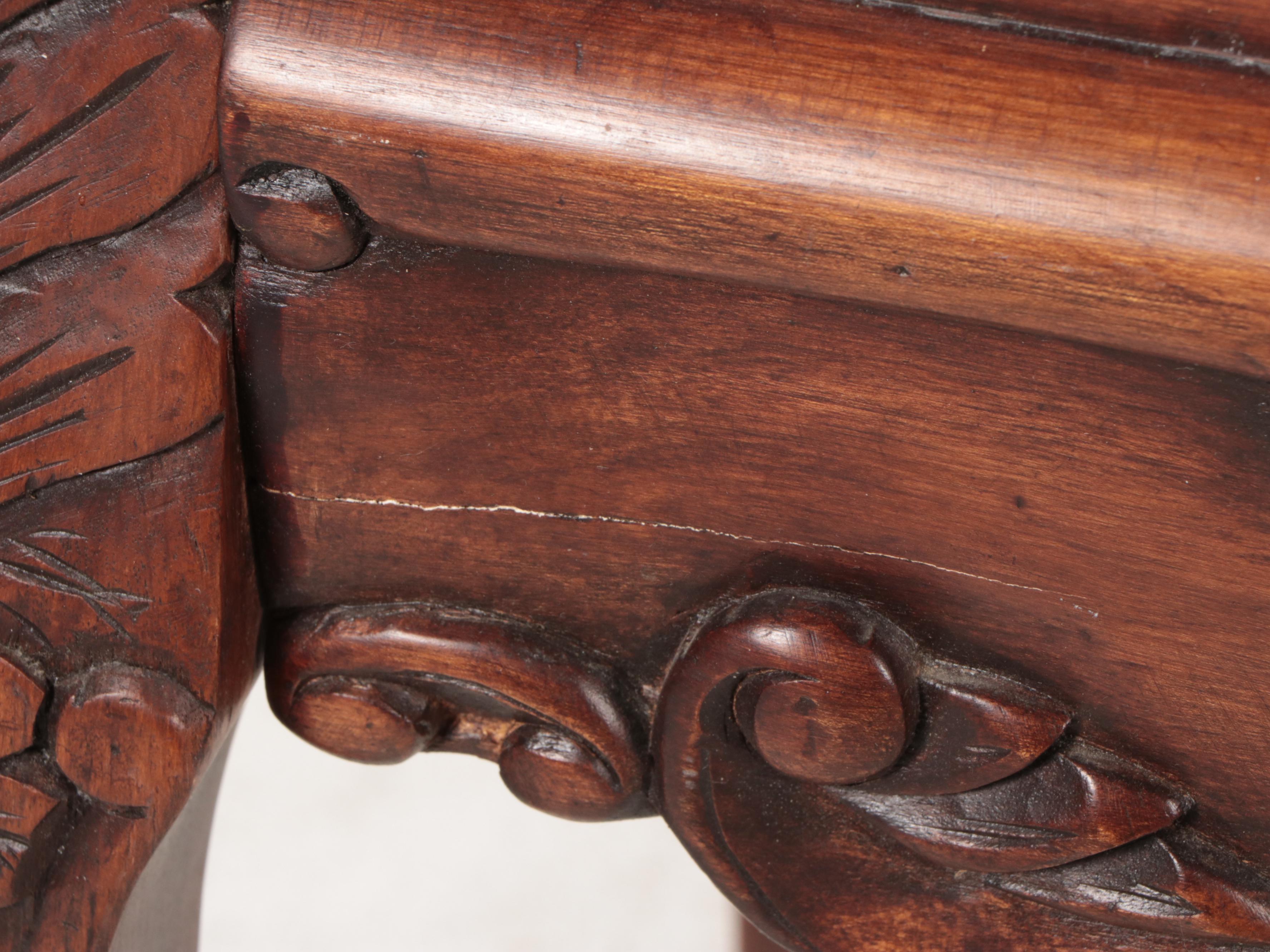 Louis XV Style Carved Hardwood and Marble Top Console Table