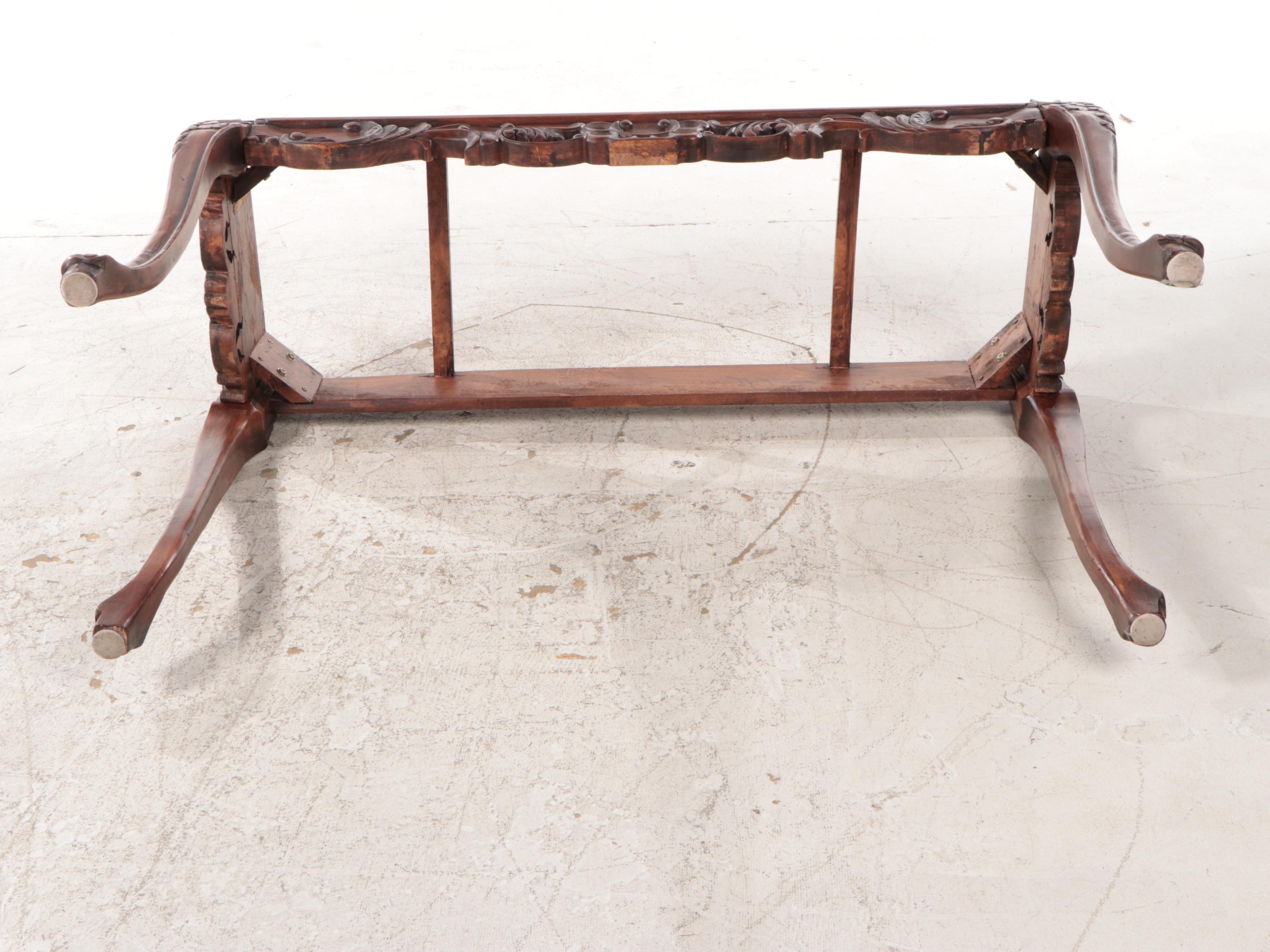 Louis XV Style Carved Hardwood and Marble Top Console Table