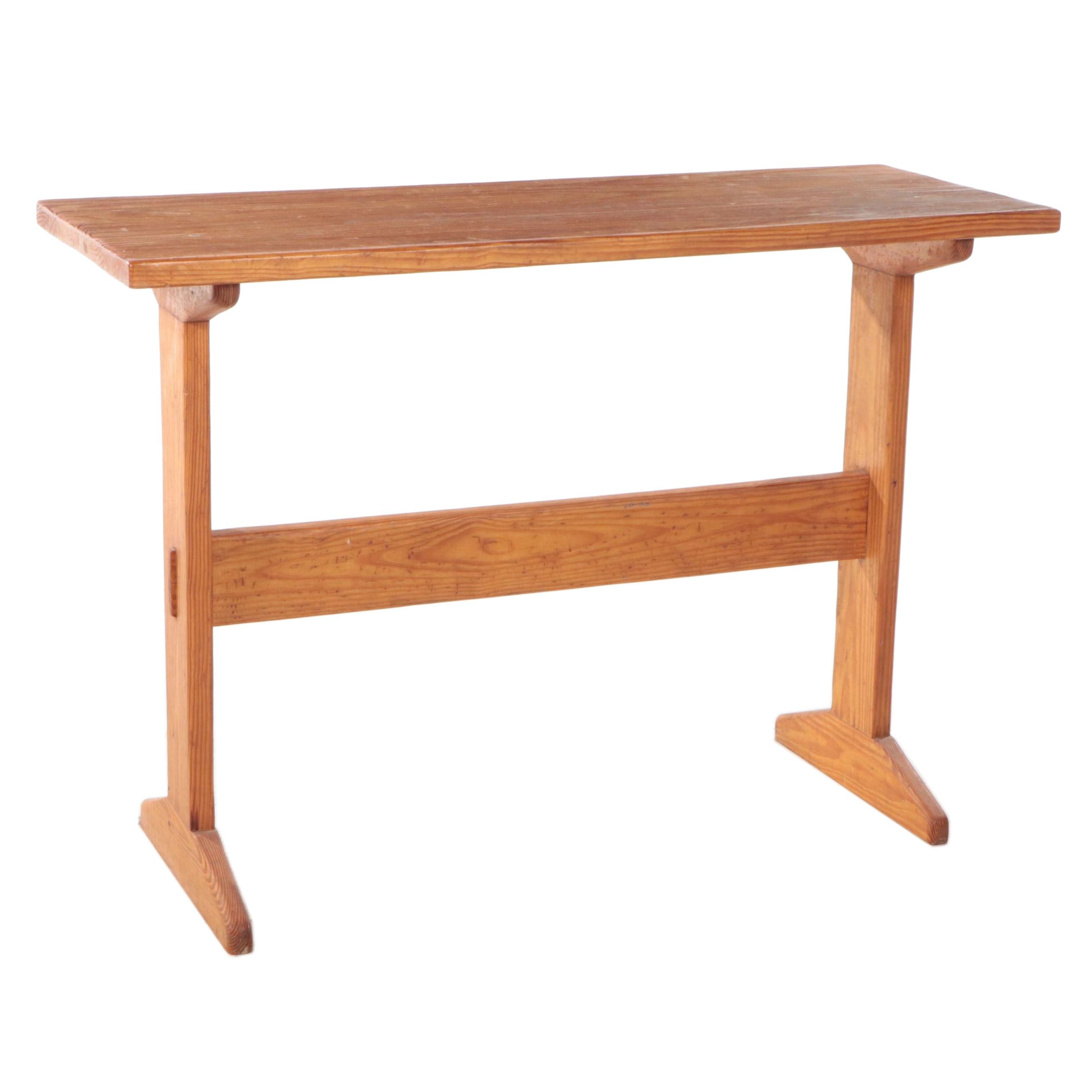 Pine Counter-Height Trestle Table, Late 20th Century