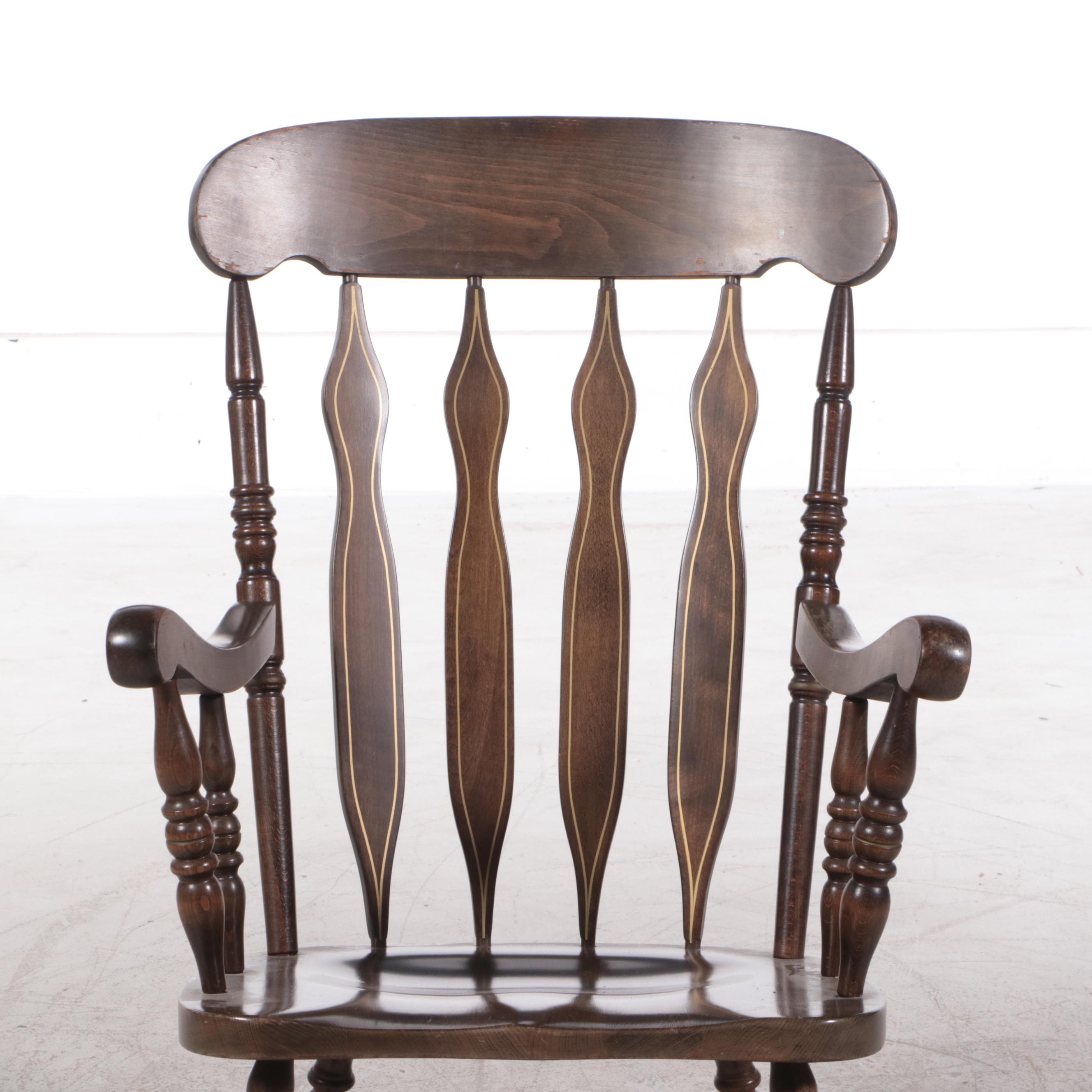 American Colonial Style Pine Rocking Chair, Mid to Late 20th Century