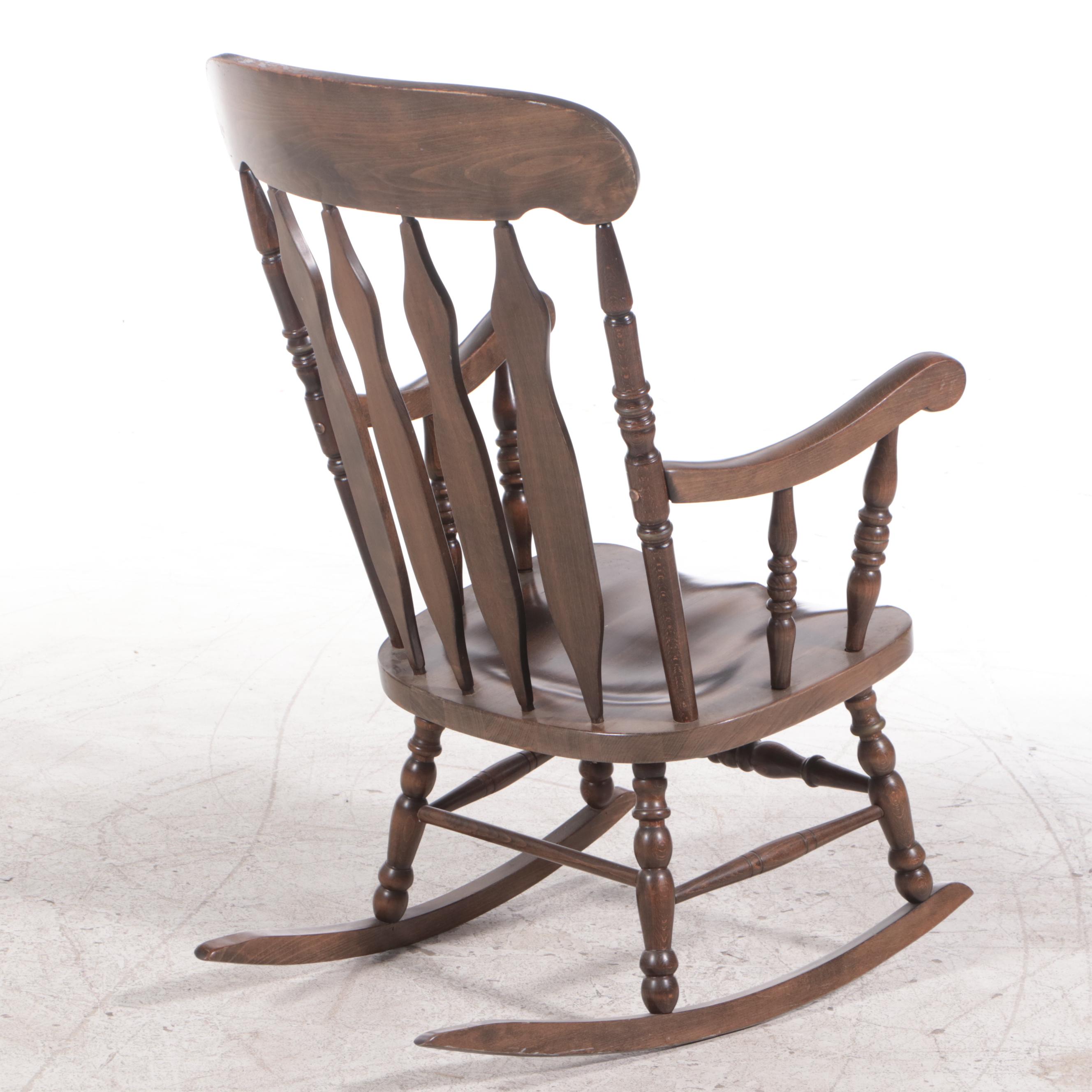 American Colonial Style Pine Rocking Chair, Mid to Late 20th Century