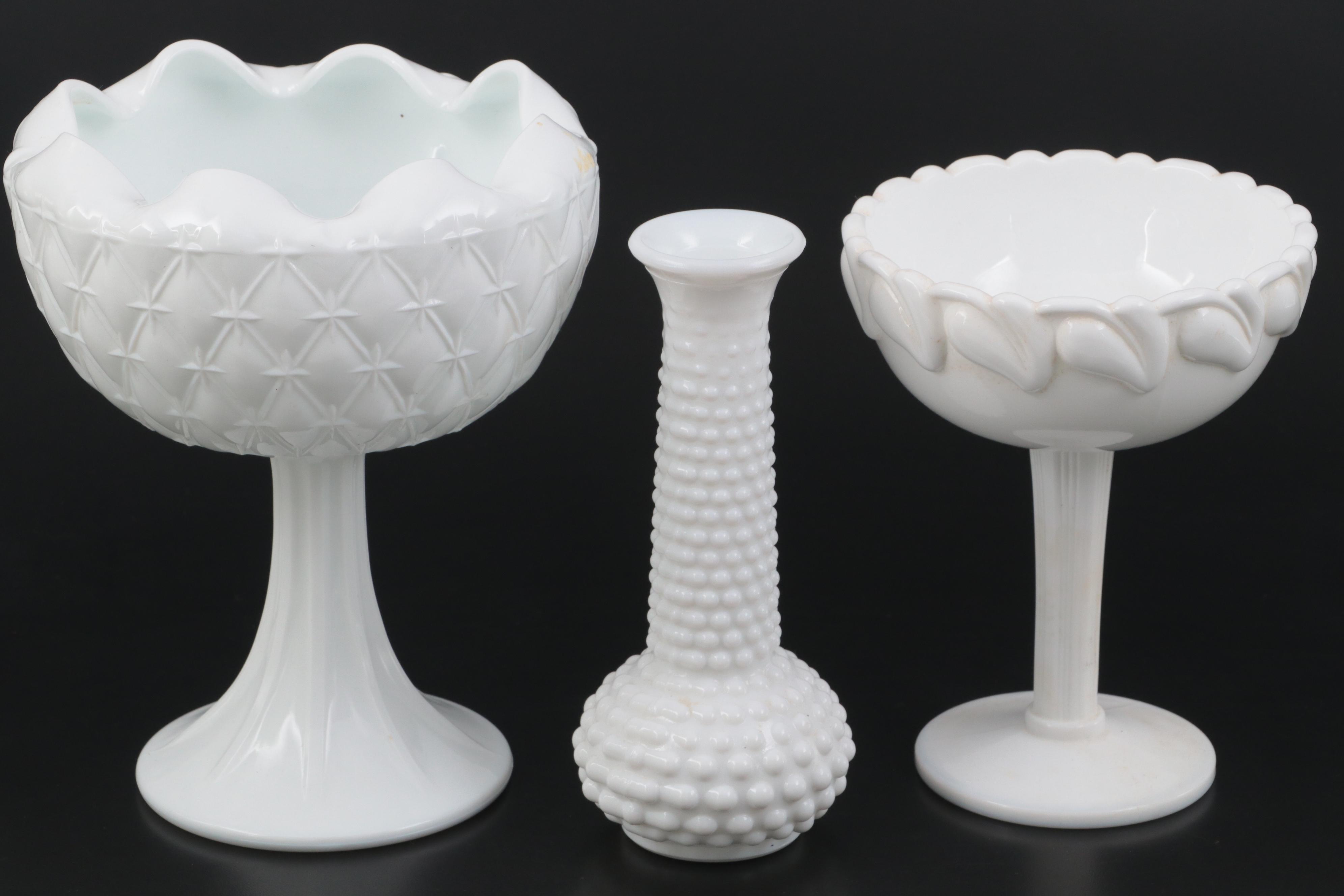 Milk Glass Compote and Candlestick Collection